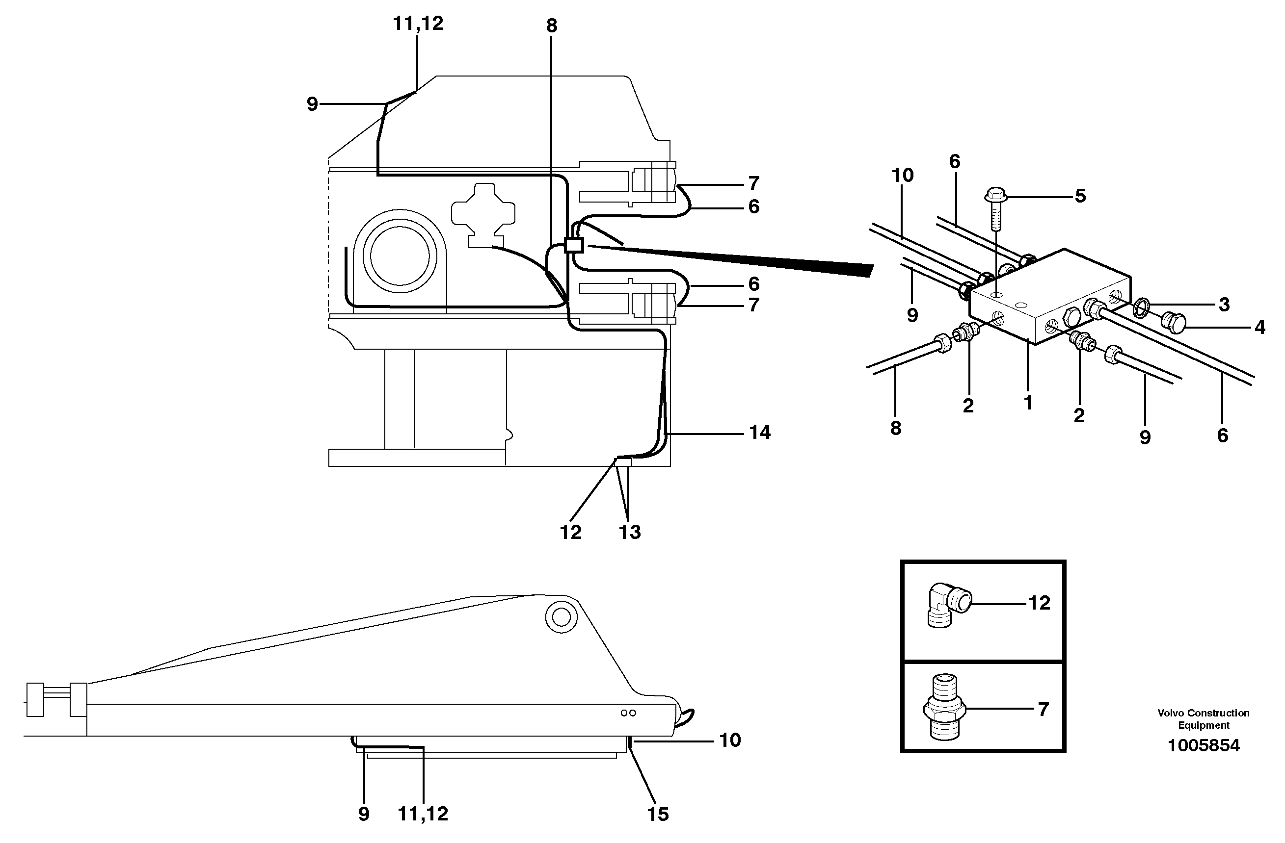 Схема запчастей Volvo EW200B - 15036 Central lubrication. slewing, adjustable boom EW200B