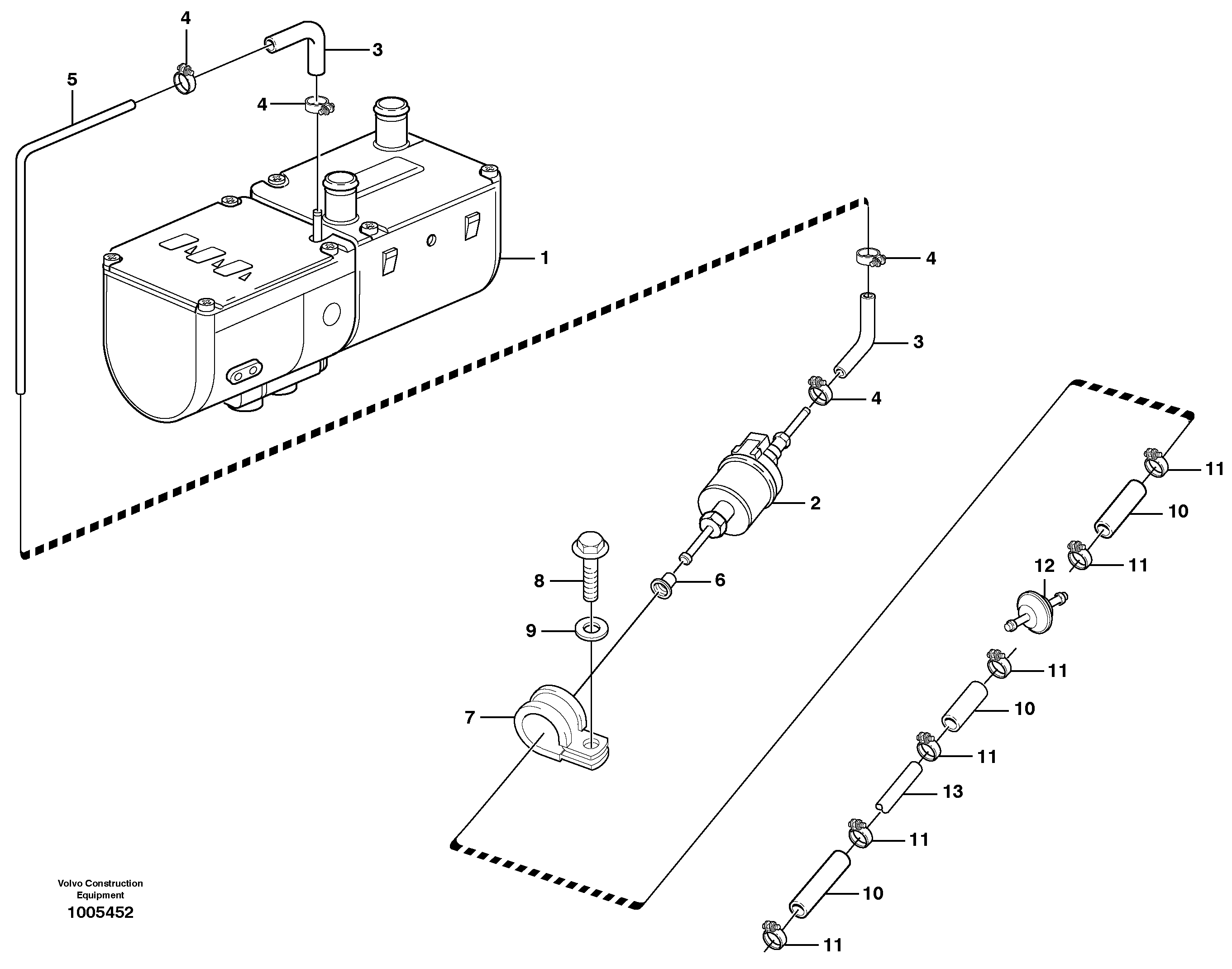 Схема запчастей Volvo EW200B - 6237 Fuel system, diesel heater EW200B