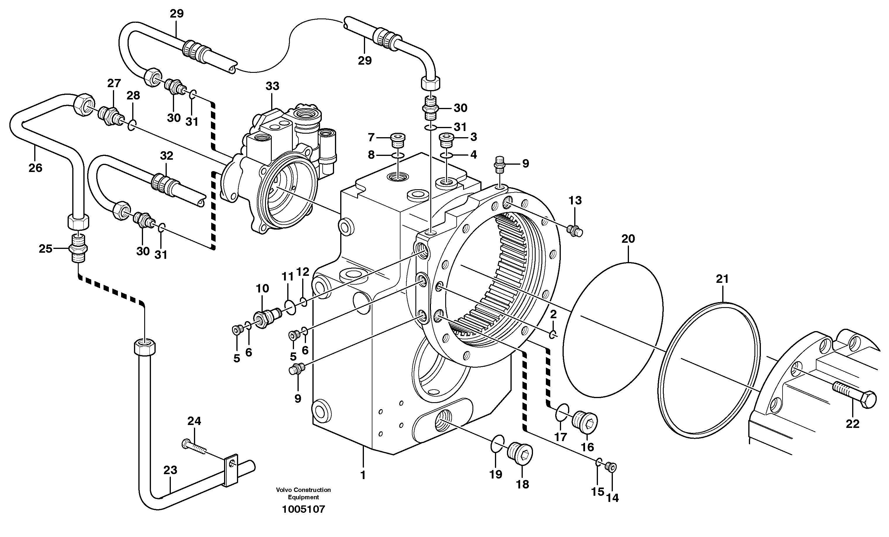 Схема запчастей Volvo EW200B - 9071 Transfer gear box EW200B