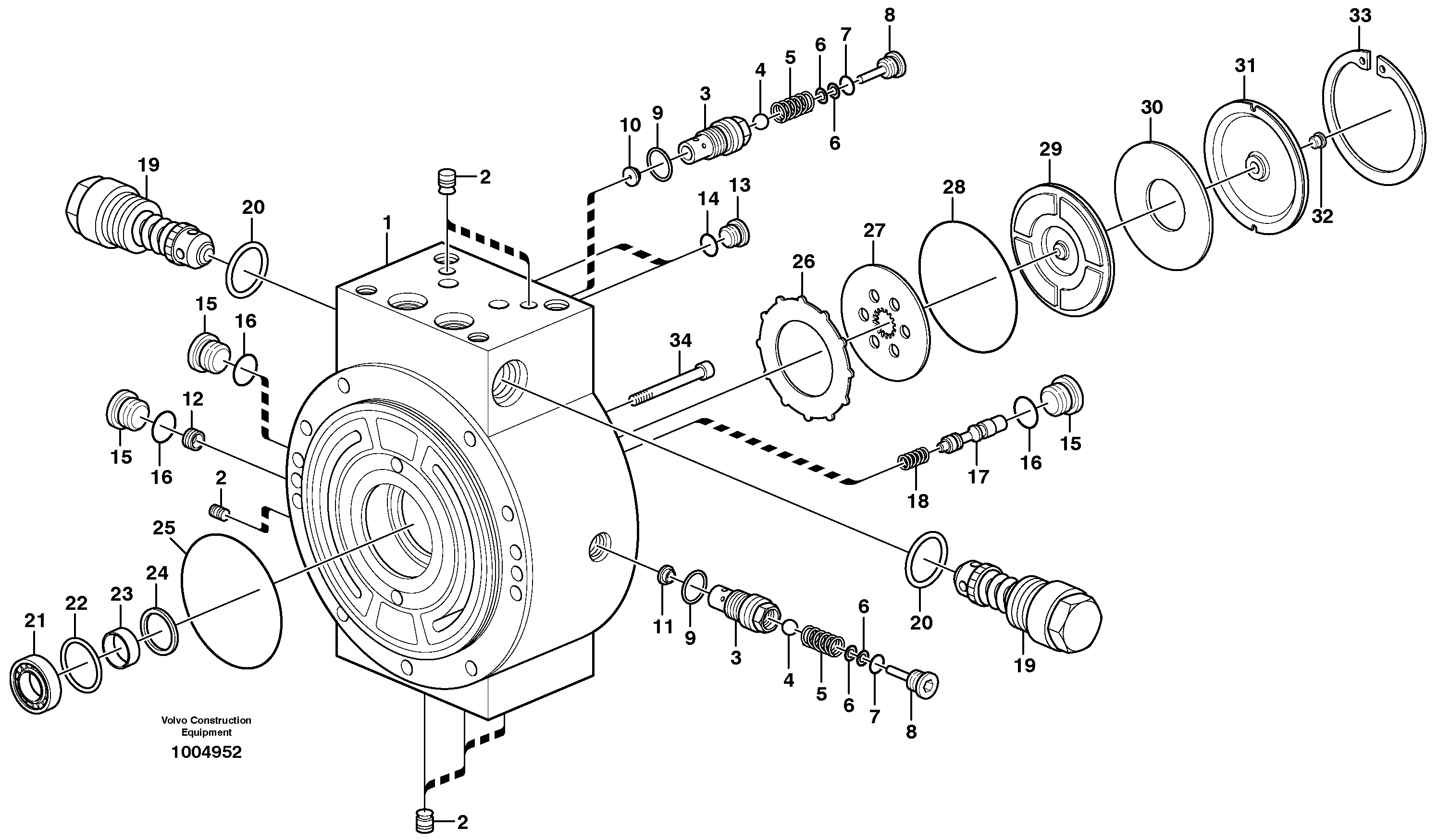 Схема запчастей Volvo EW200B - 93481 Slew motor, Housing EW200B