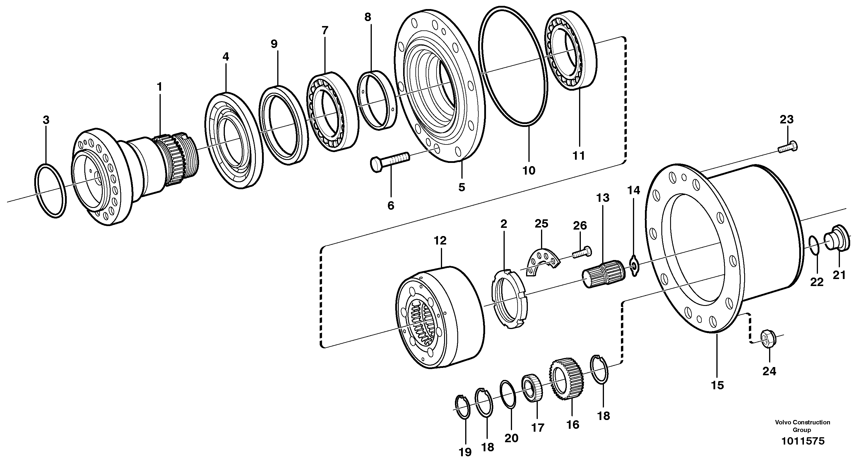 Схема запчастей Volvo EW200B - 24630 Hub retainer and planet carrier EW200B