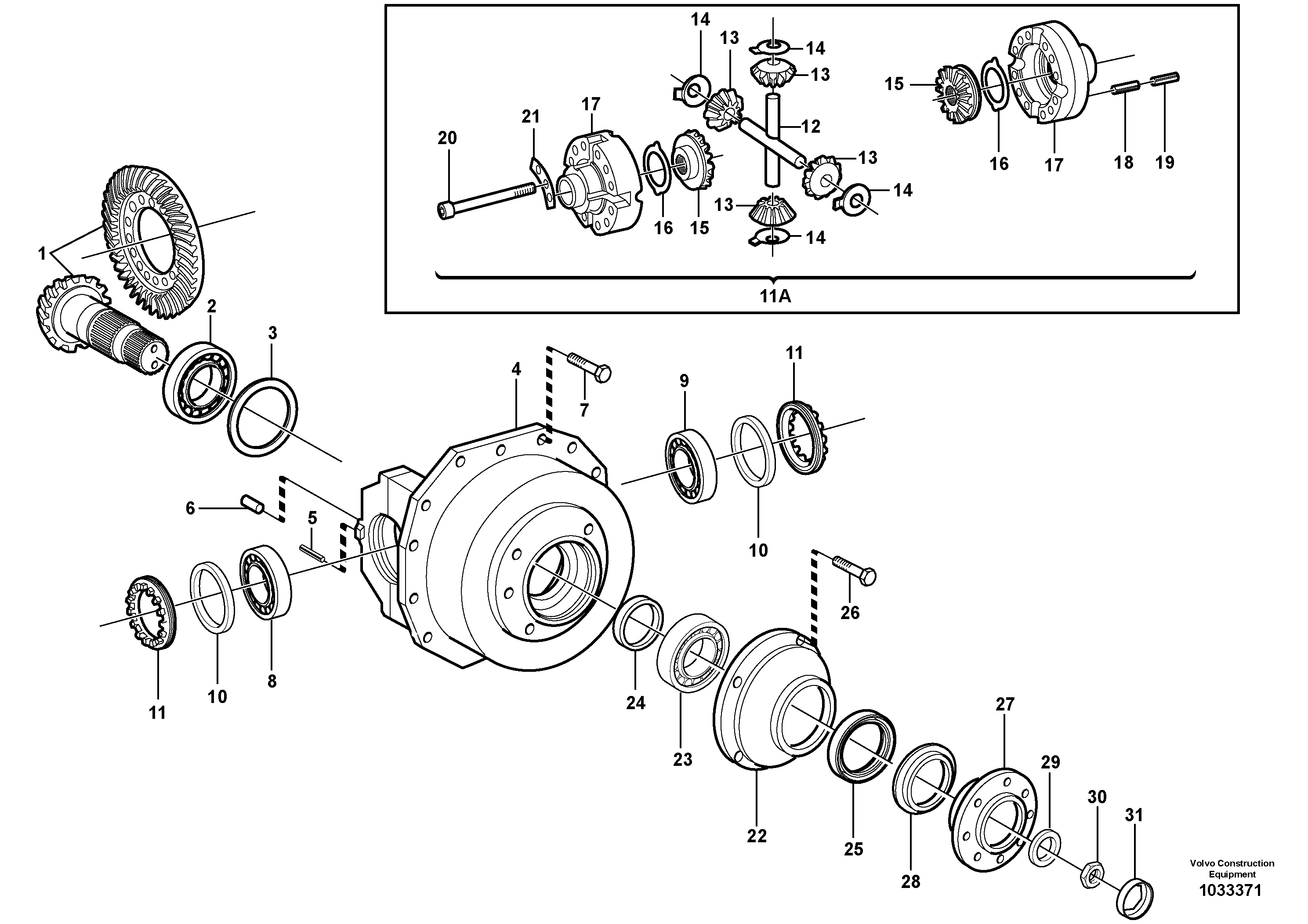 Схема запчастей Volvo EW200B - 6291 Rear axle, Differential EW200B