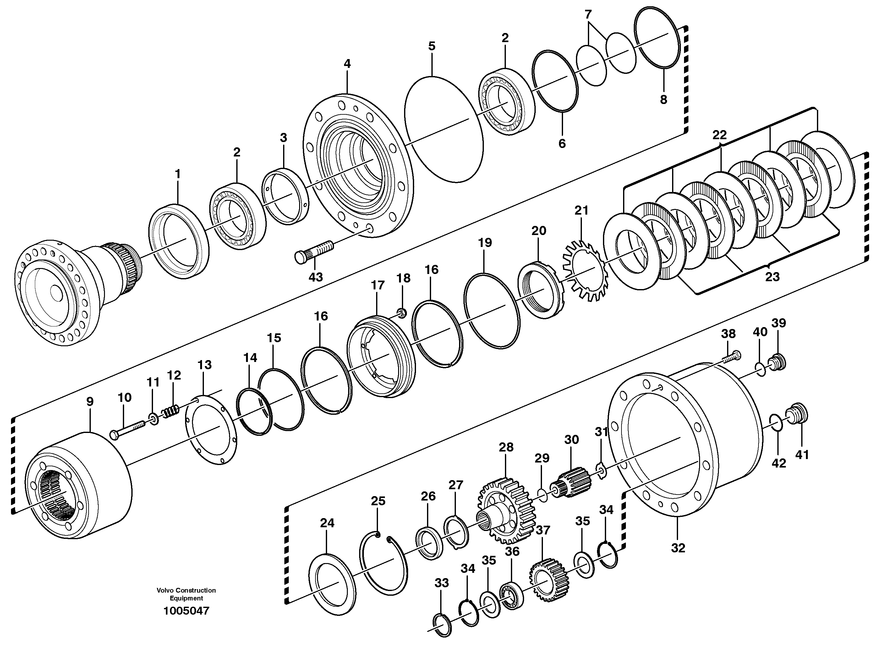 Схема запчастей Volvo EW200B - 18896 Multi-disc brake, rear EW200B