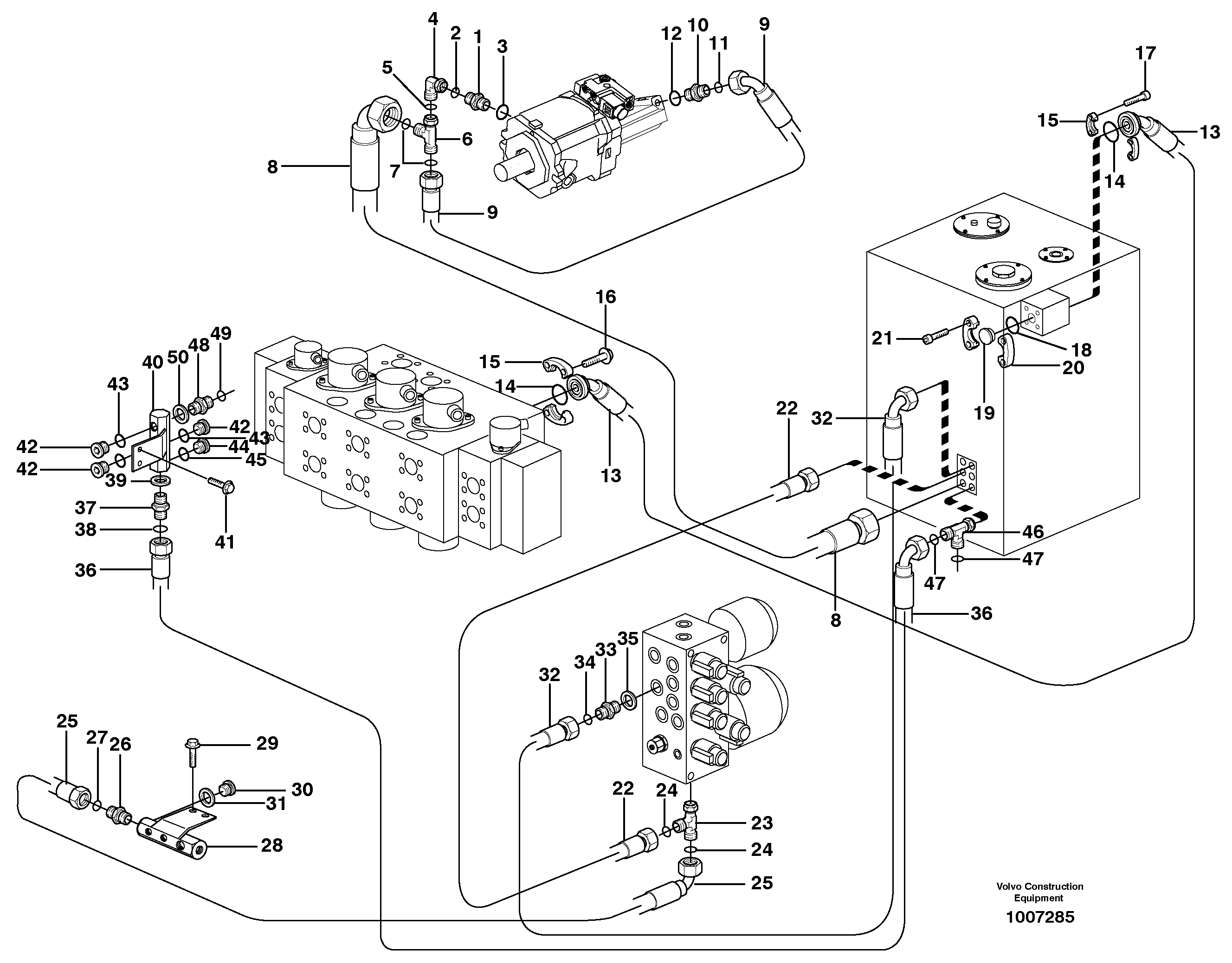 Схема запчастей Volvo EW200B - 101817 Hydraulic system, return lines EW200B