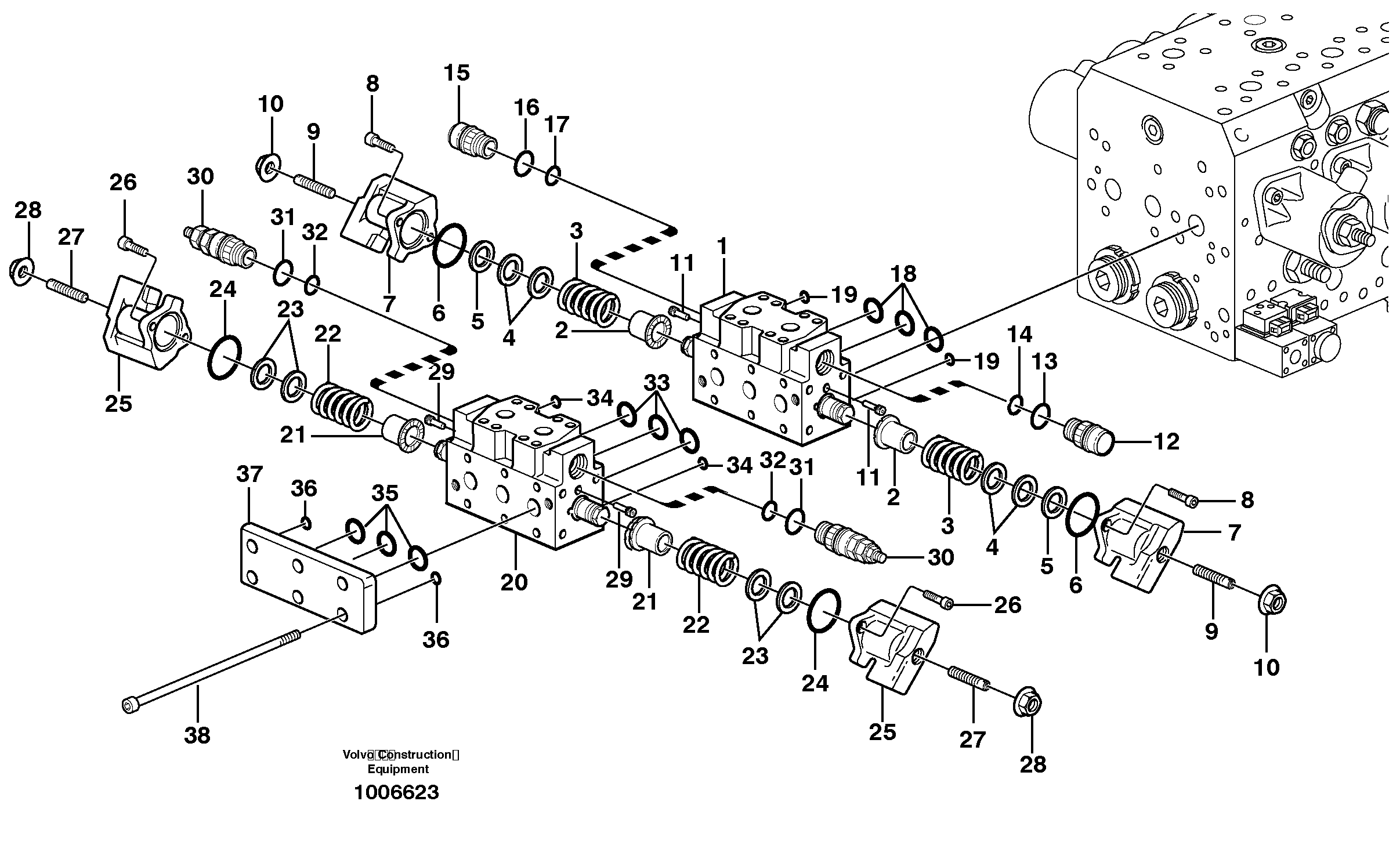 Схема запчастей Volvo EW200B - 100033 Hydraulic valve, X2 EW200B