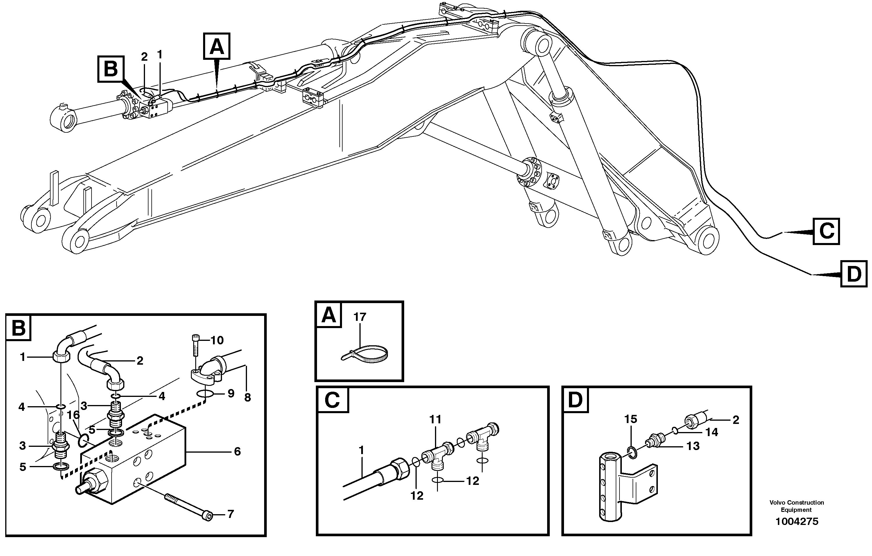 Схема запчастей Volvo EW200B - 64055 Servo hydraulics, Hose break valve EW200B