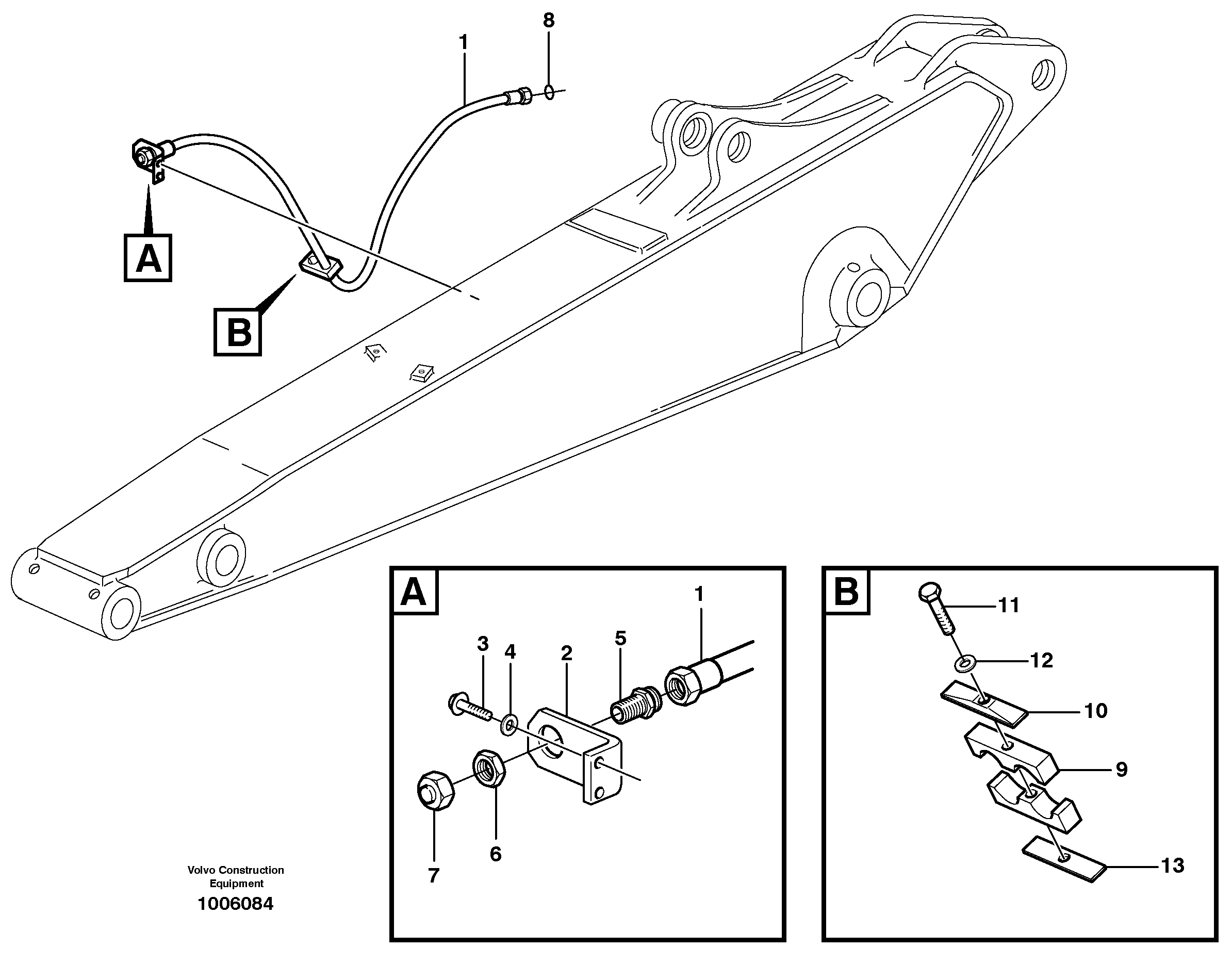 Схема запчастей Volvo EW200B - 14897 Hammer hydraulics on dipper arm, return line EW200B