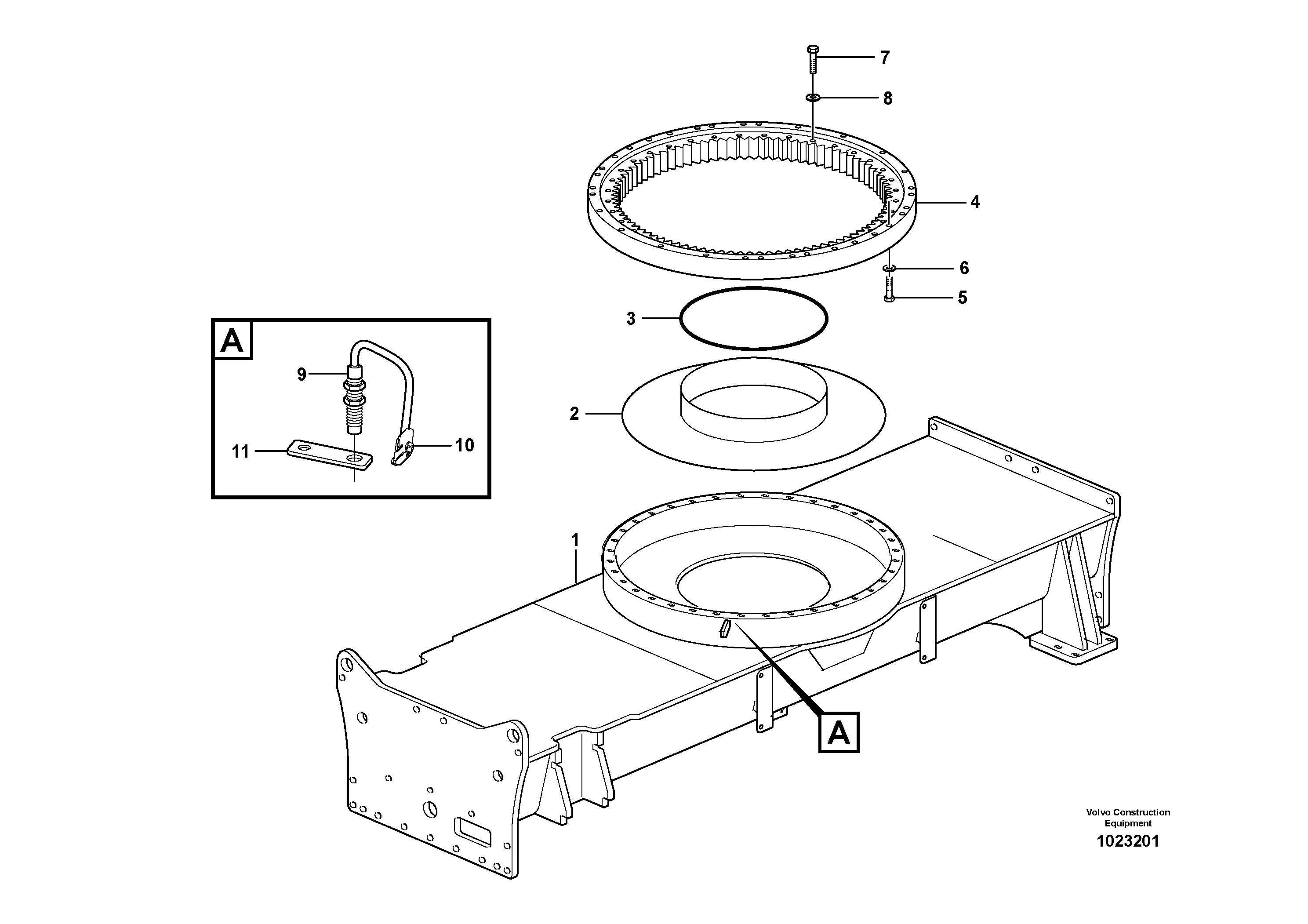 Схема запчастей Volvo EW200B - 68955 Slewing ring attachment EW200B