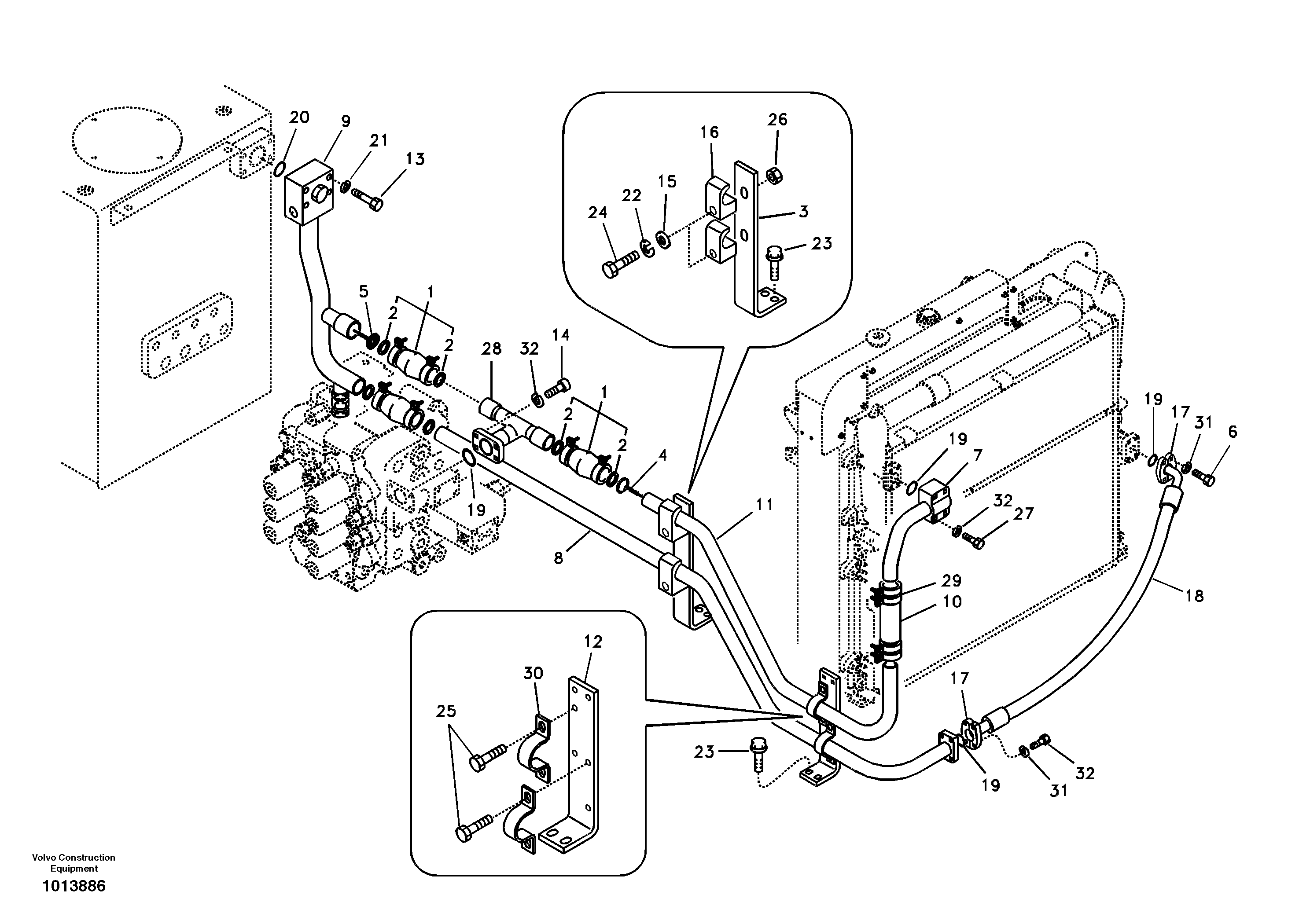 Схема запчастей Volvo EW145B - 72171 Hydraulic system, hydraulic tank to hydraulic oil cooler EW145B