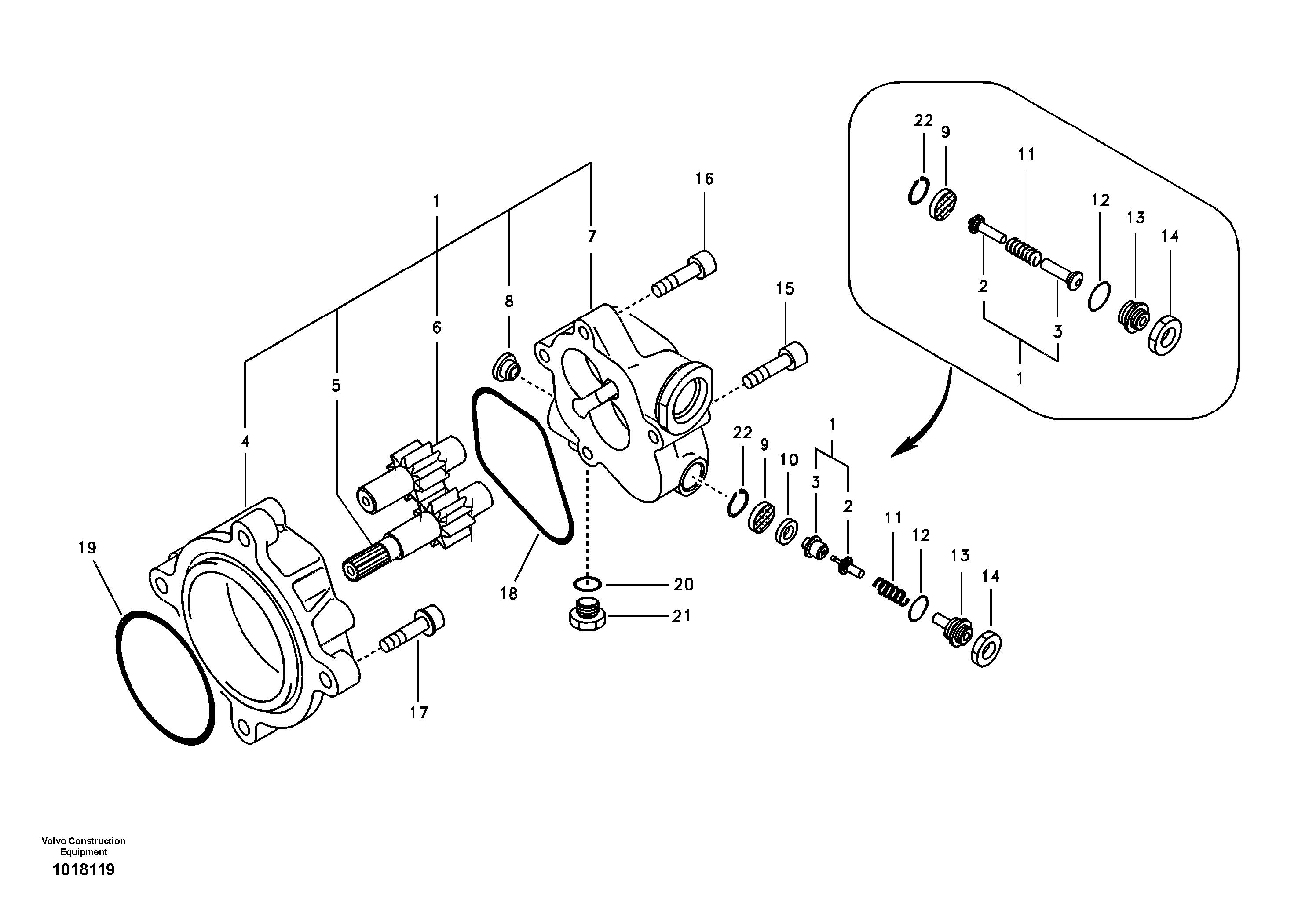 Схема запчастей Volvo EW145B - 20370 Гидронасос (шестеренчатый) EW145B