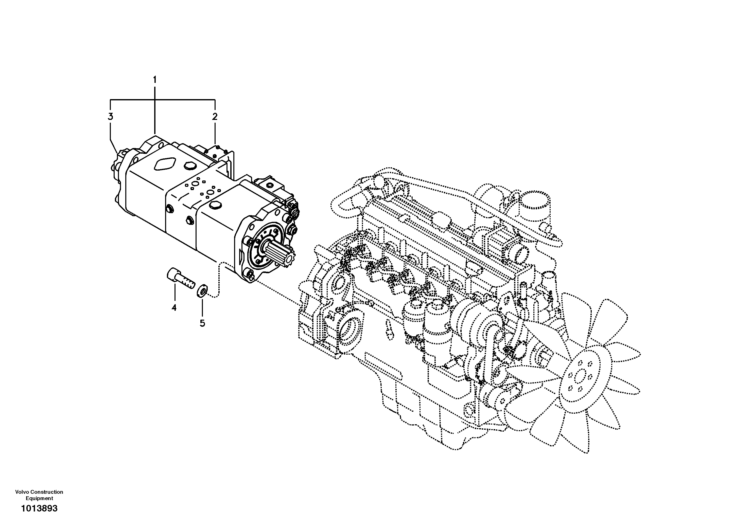 Схема запчастей Volvo EW145B - 96690 Pump installation EW145B