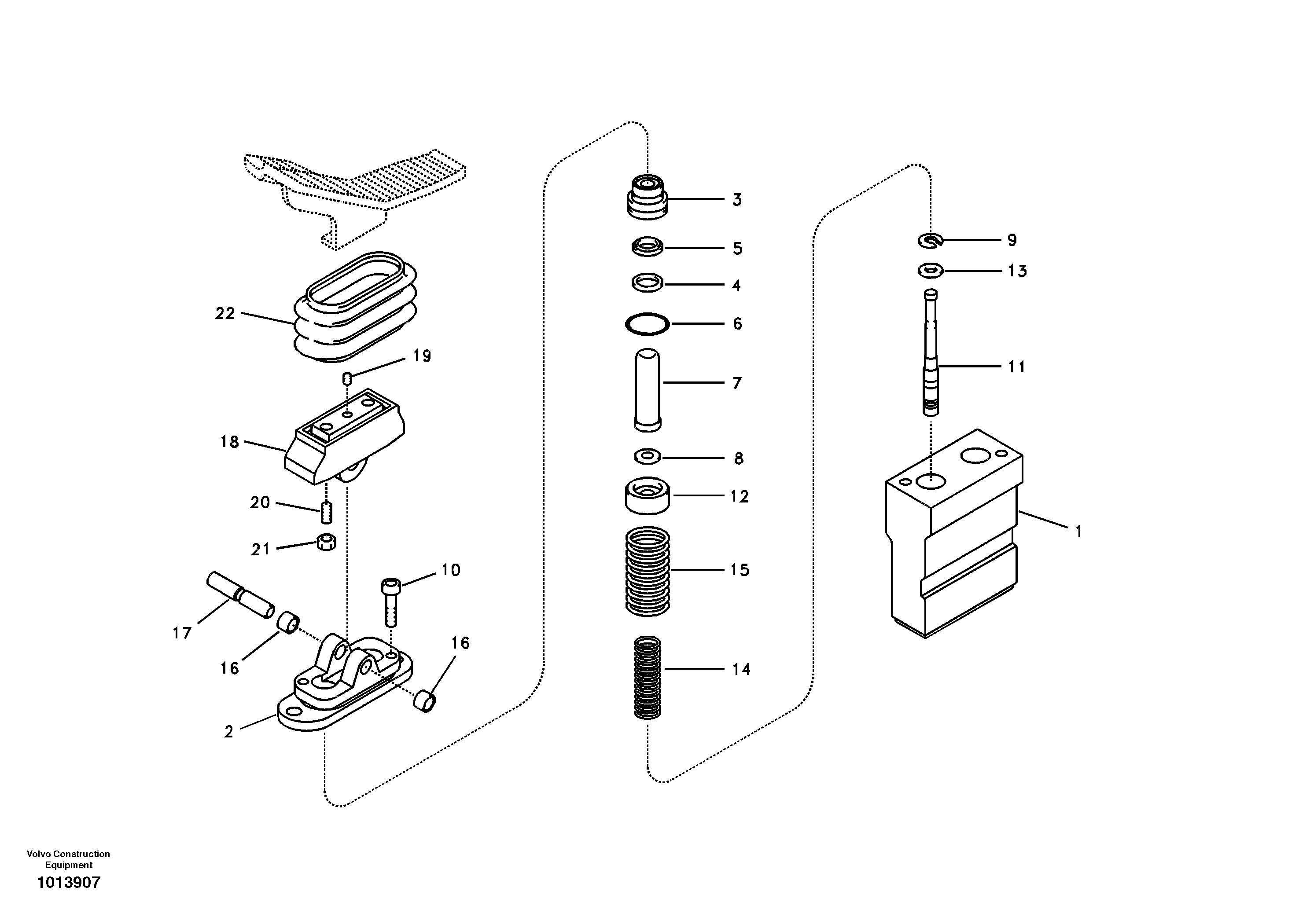 Схема запчастей Volvo EW145B - 23675 Working hydraulic, remote control valve pedal for hammer and shear EW145B