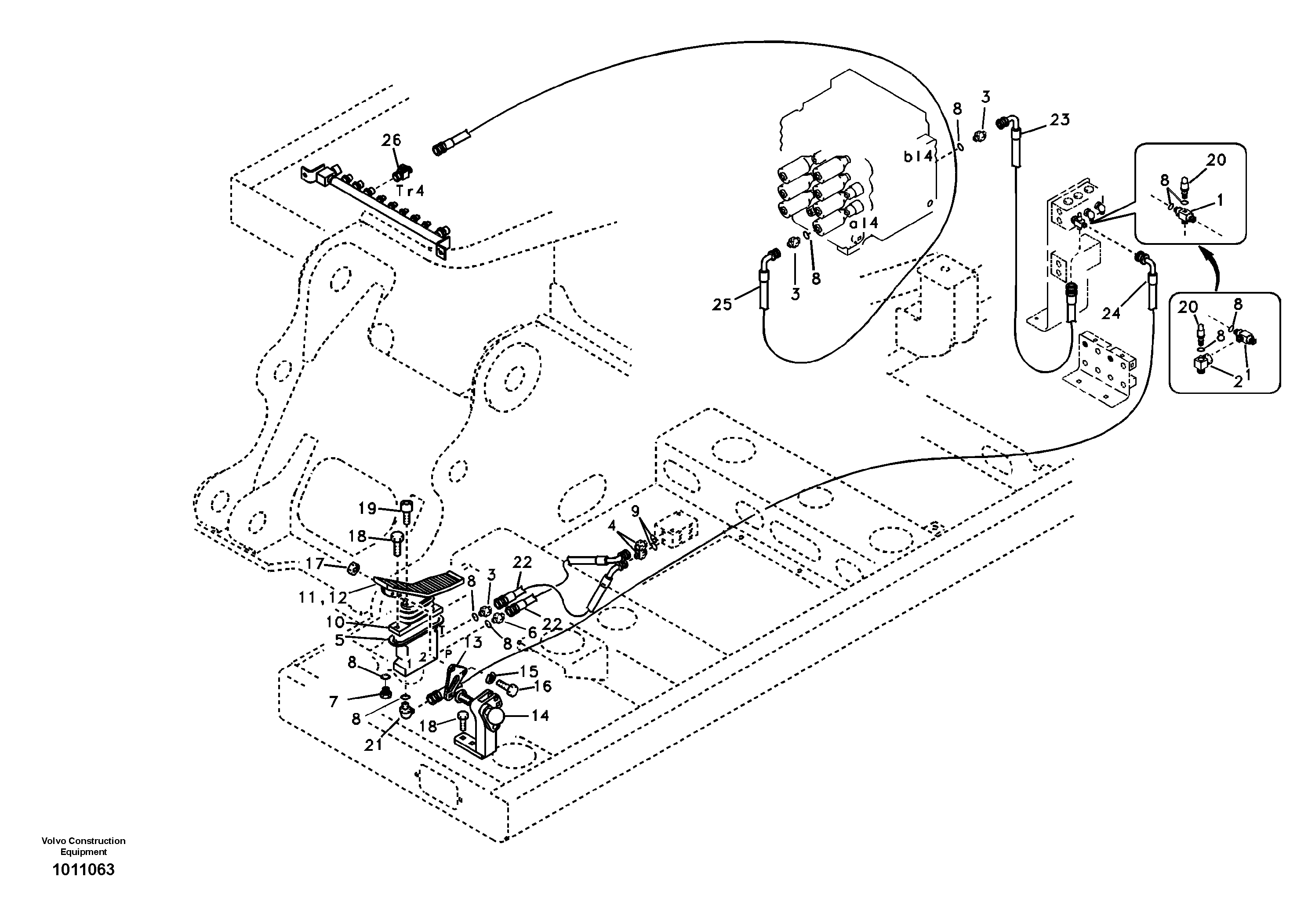 Схема запчастей Volvo EW145B - 96906 Servo system, hammer and shear EW145B