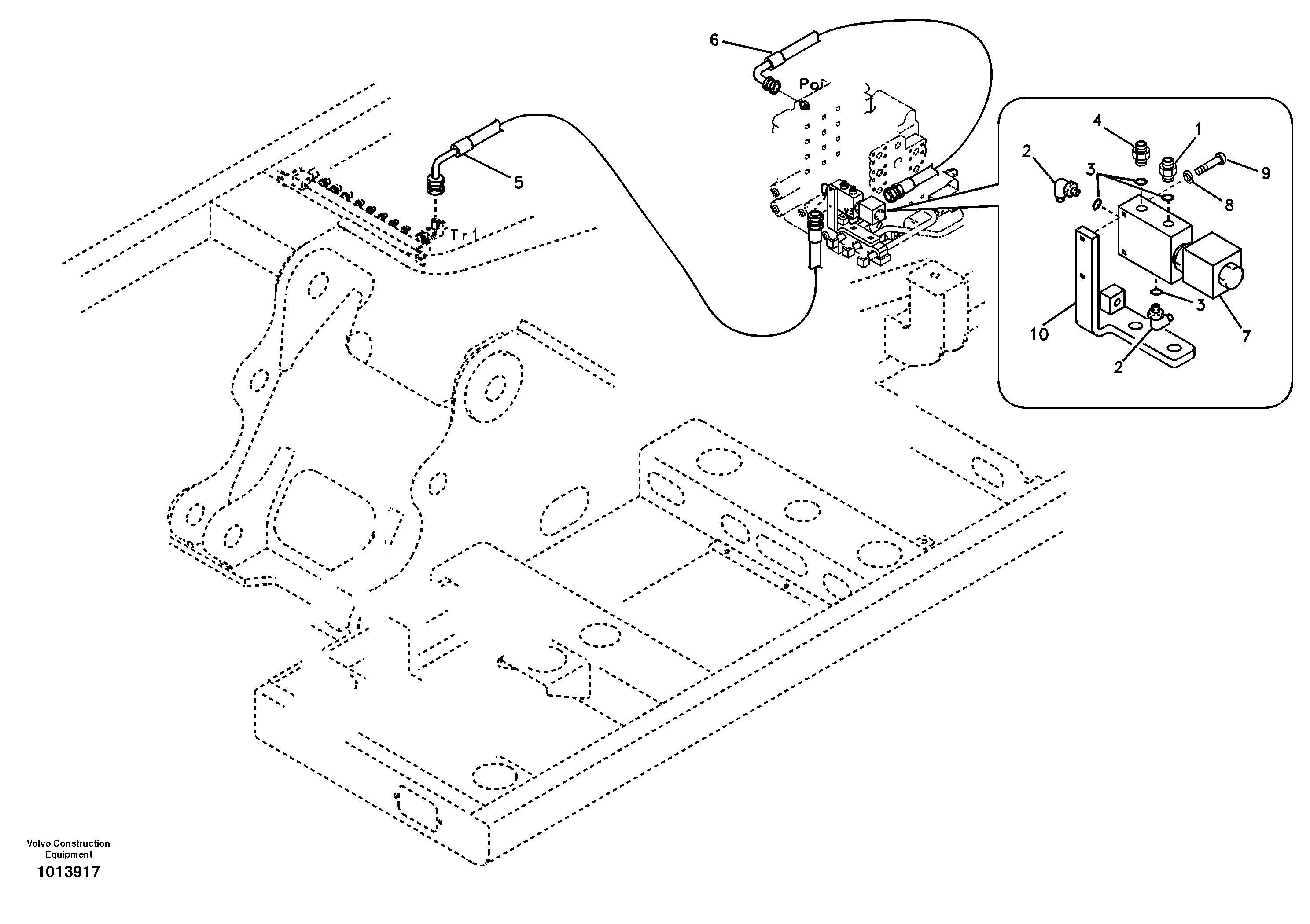 Схема запчастей Volvo EW145B - 23695 Working hydraulic, quick fit on upper frame EW145B