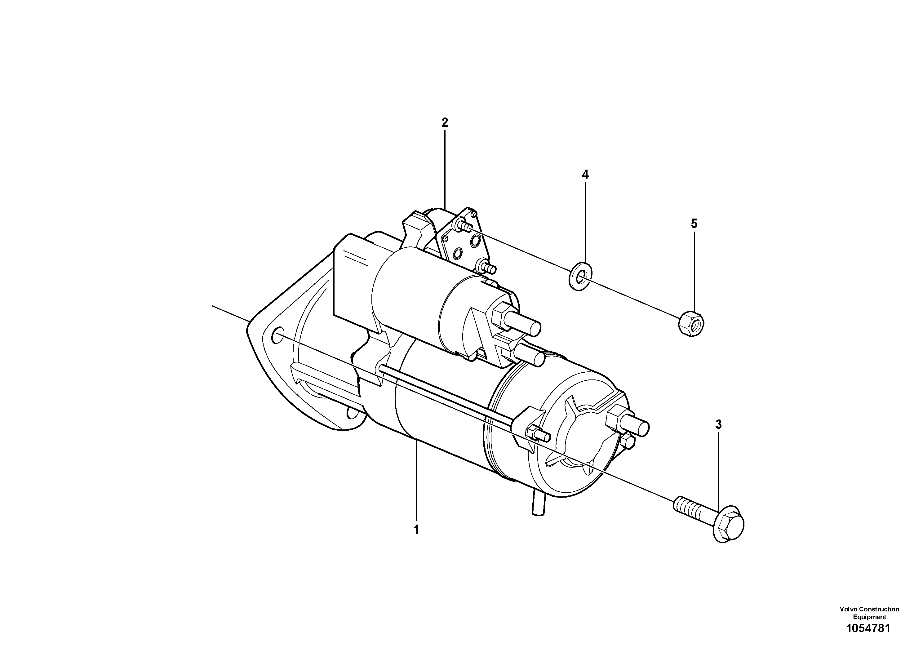 Схема запчастей Volvo EW145B - 22396 Starter motor with assembling details EW145B