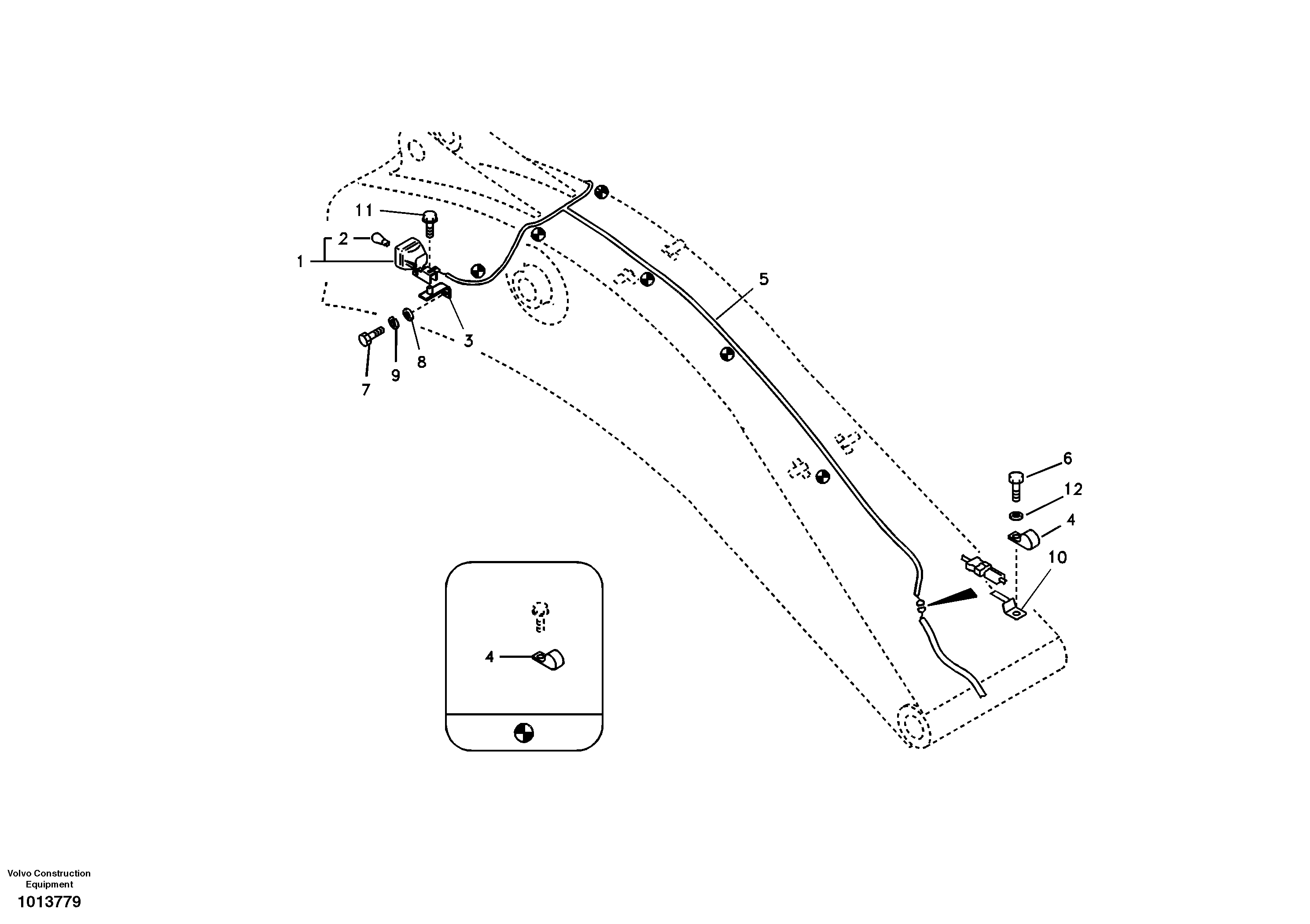 Схема запчастей Volvo EW145B - 11393 Working lamp on boom EW145B