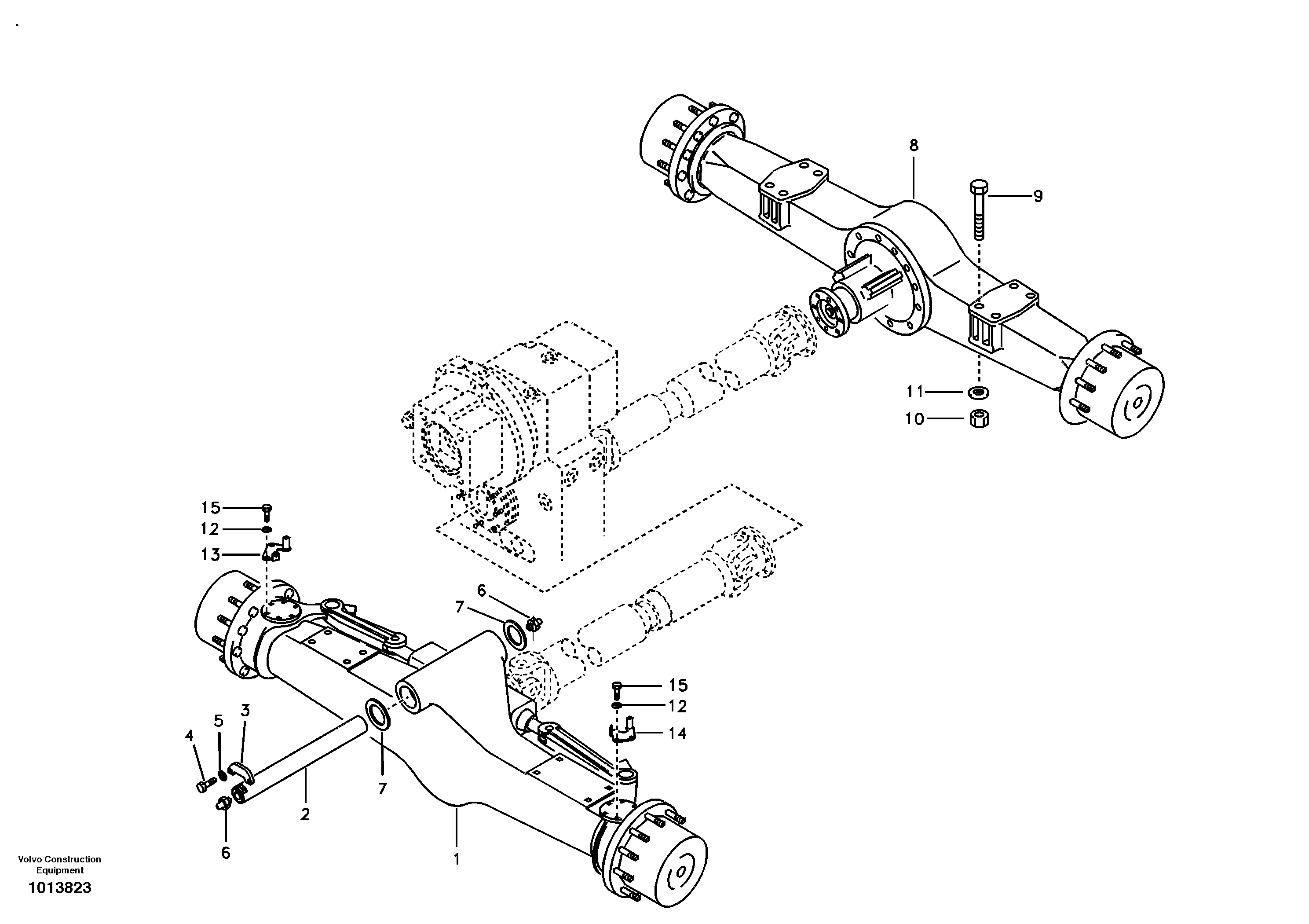 Схема запчастей Volvo EW145B - 24050 Установка переднего и заднего моста EW145B