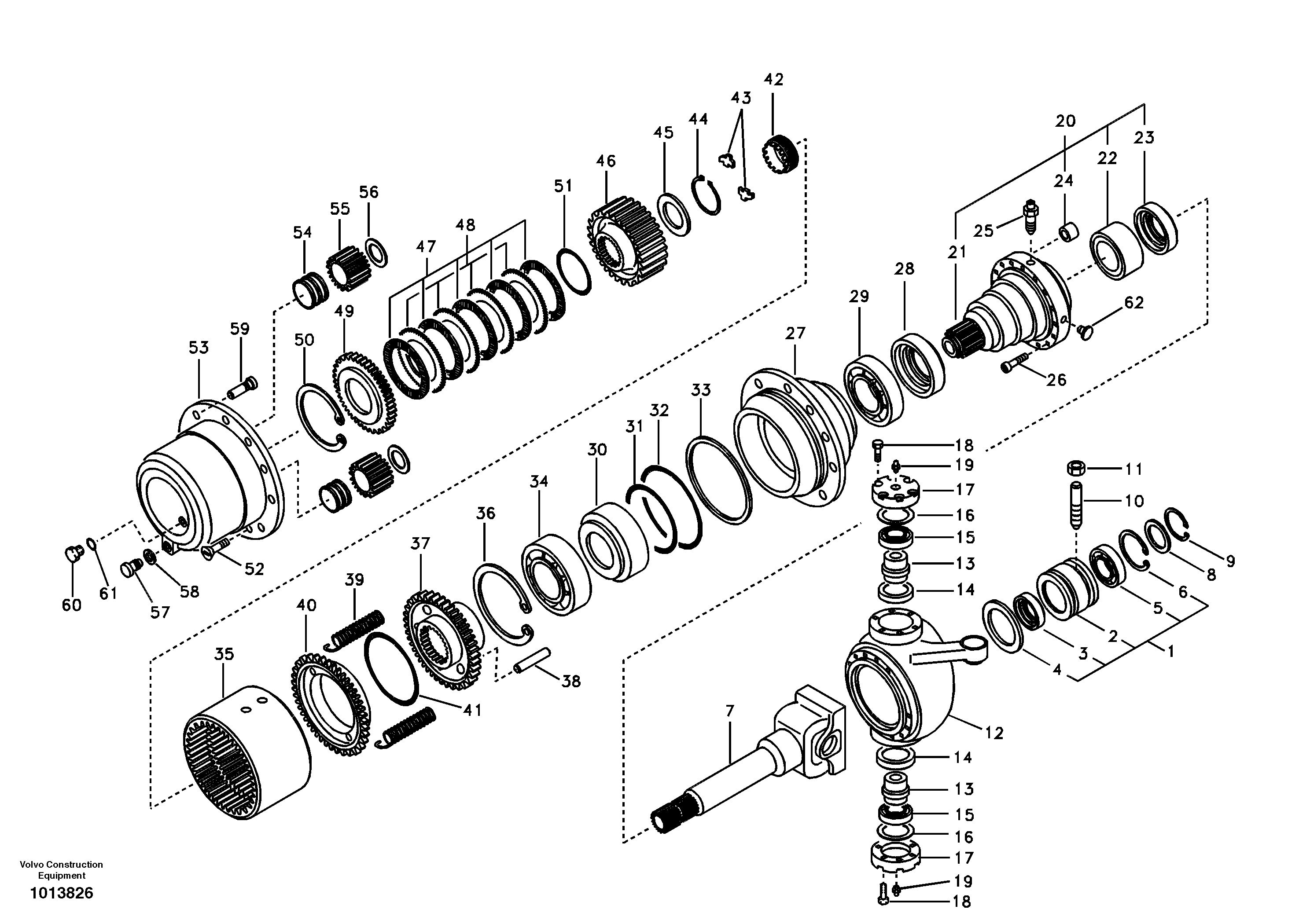 Схема запчастей Volvo EW145B - 12410 Hub reduction, front axle EW145B