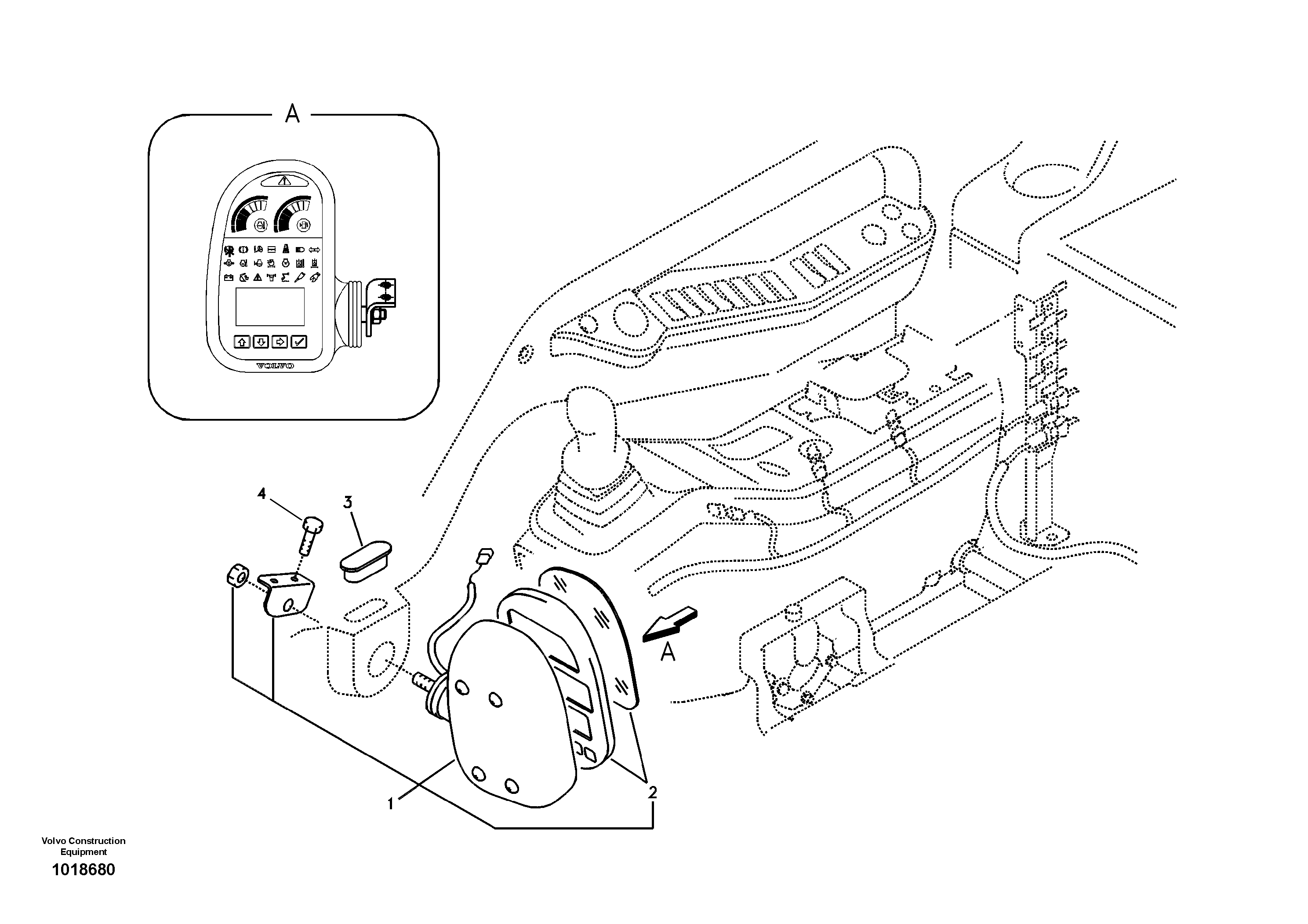Схема запчастей Volvo EW145B - 49654 Instrument panel, warning unit and information unit EW145B PRIME S/N 15001-