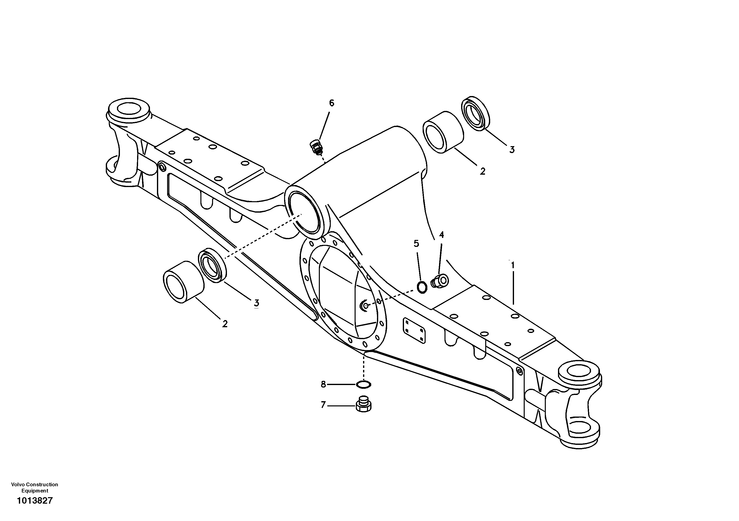 Схема запчастей Volvo EW145B - 49626 Housing, front axle EW145B PRIME S/N 15001-