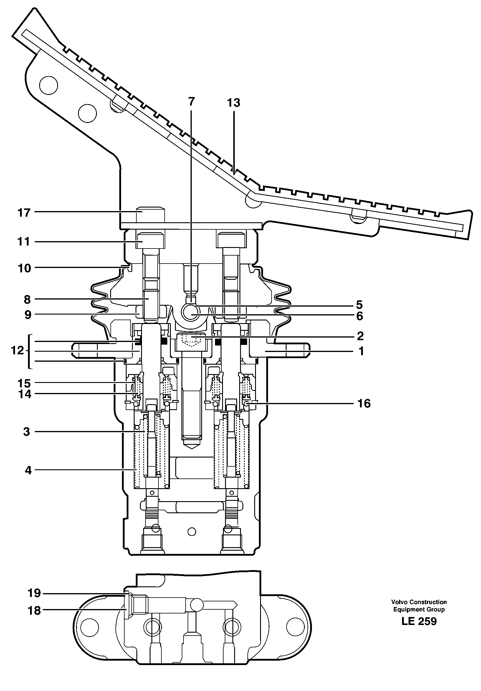 Схема запчастей Volvo EC160 - 97728 Footbrake valve, transport EC160 SER NO 1001-