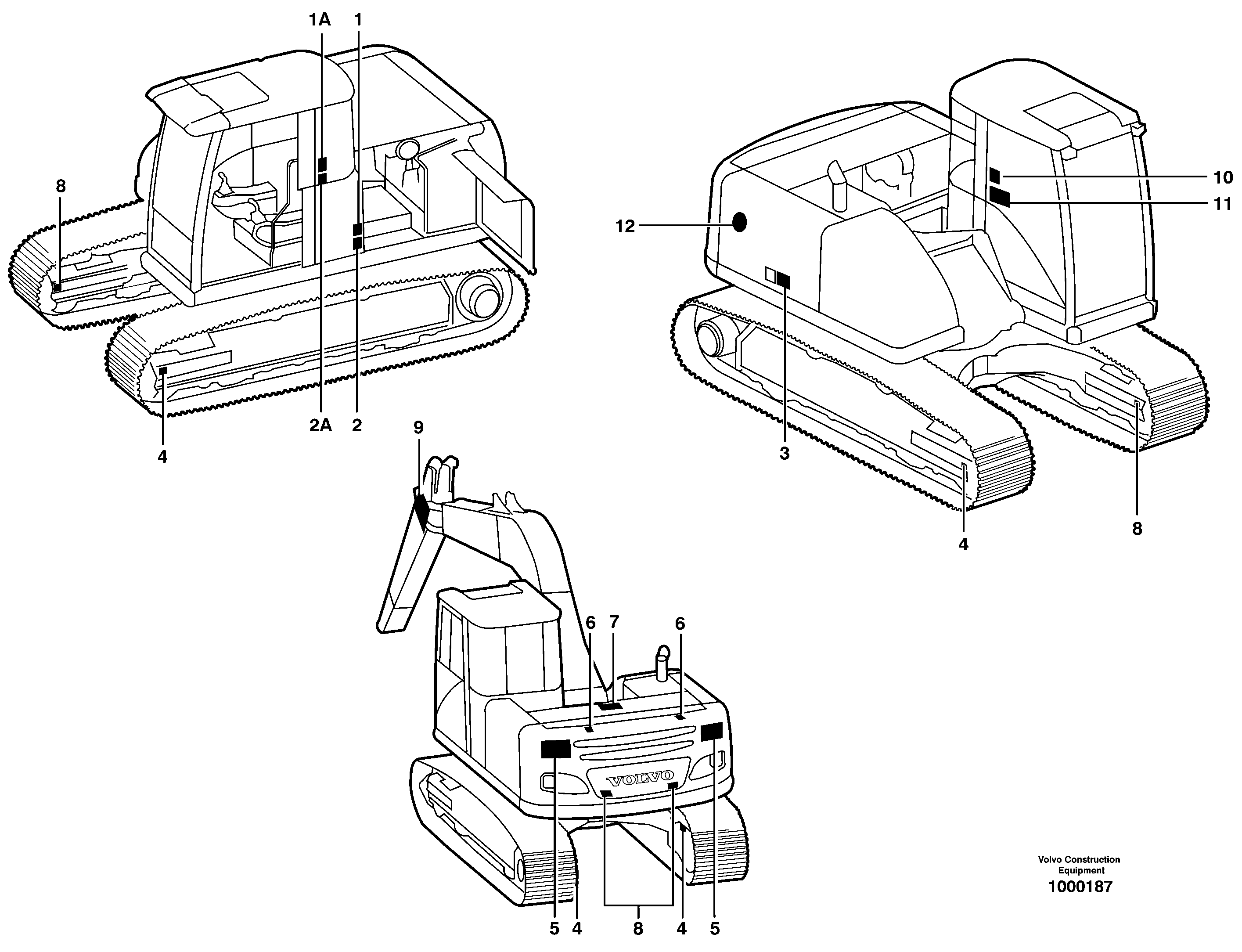 Схема запчастей Volvo EC160 - 9578 Sign plates and transfer,outer location EC160 SER NO 1001-