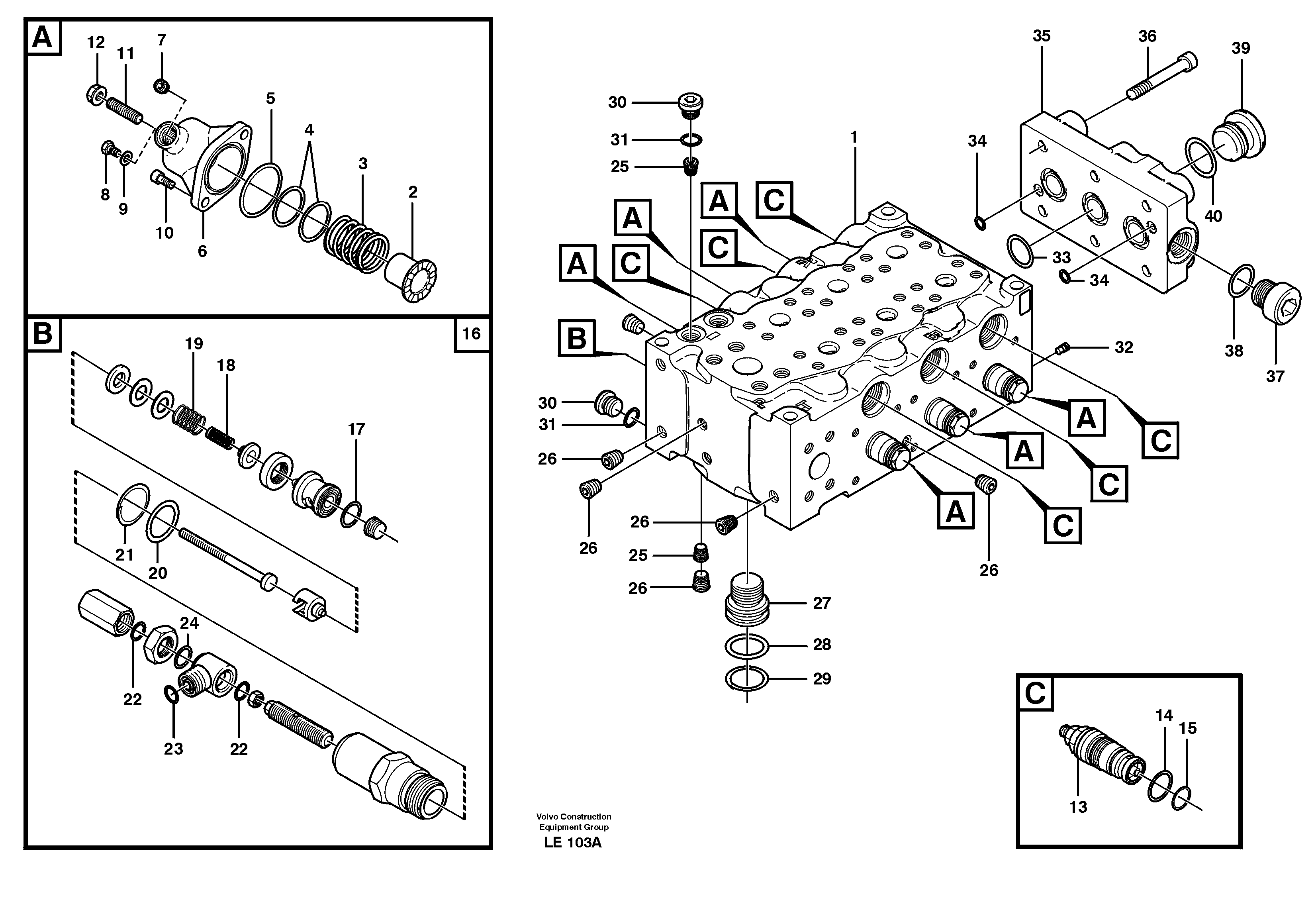 Схема запчастей Volvo EC160 - 12793 Main valve assembly, A EC160 SER NO 1001-