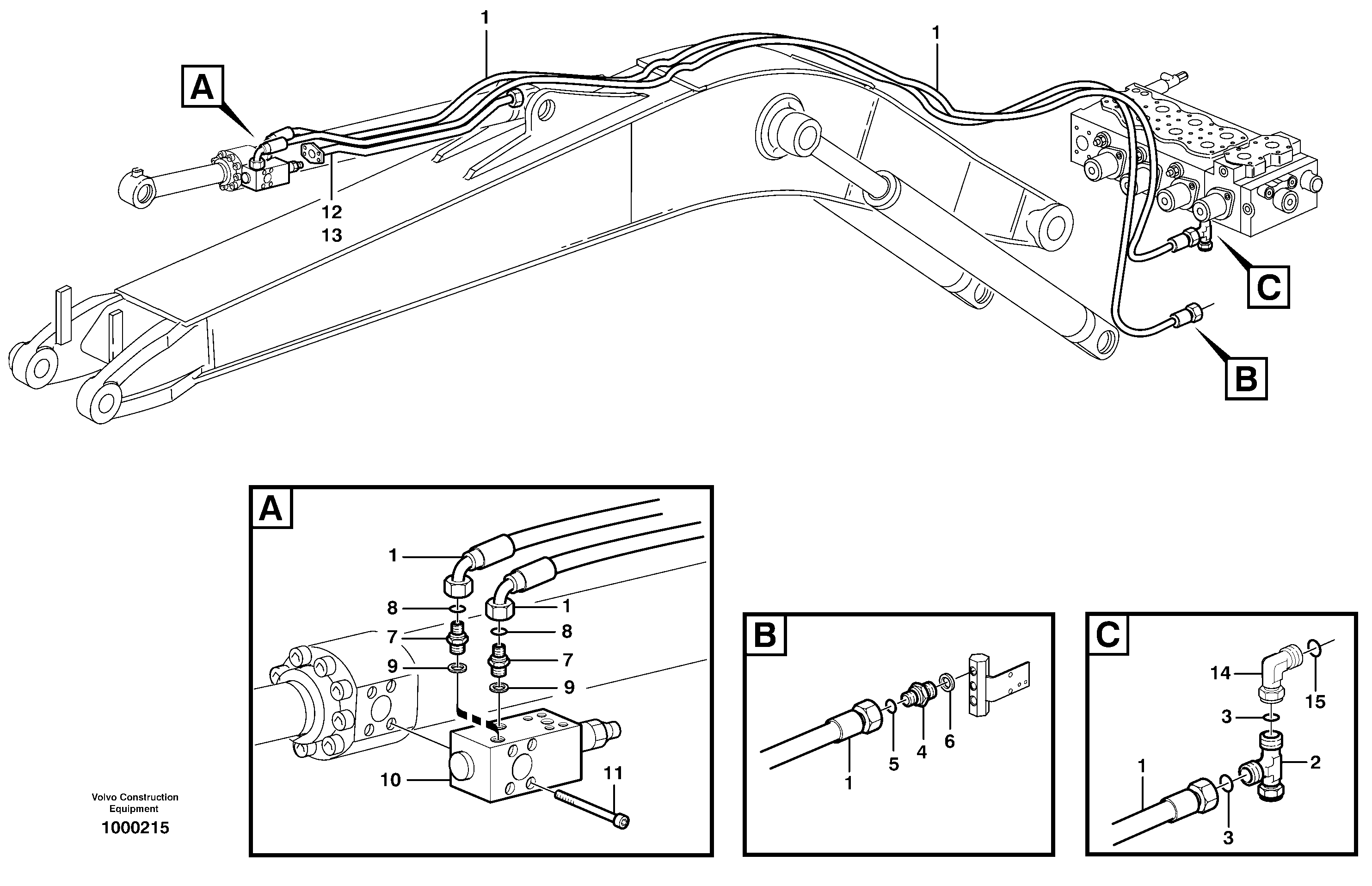 Схема запчастей Volvo EC160 - 16863 Servo hydraulics, Hose break valve EC160 SER NO 1001-