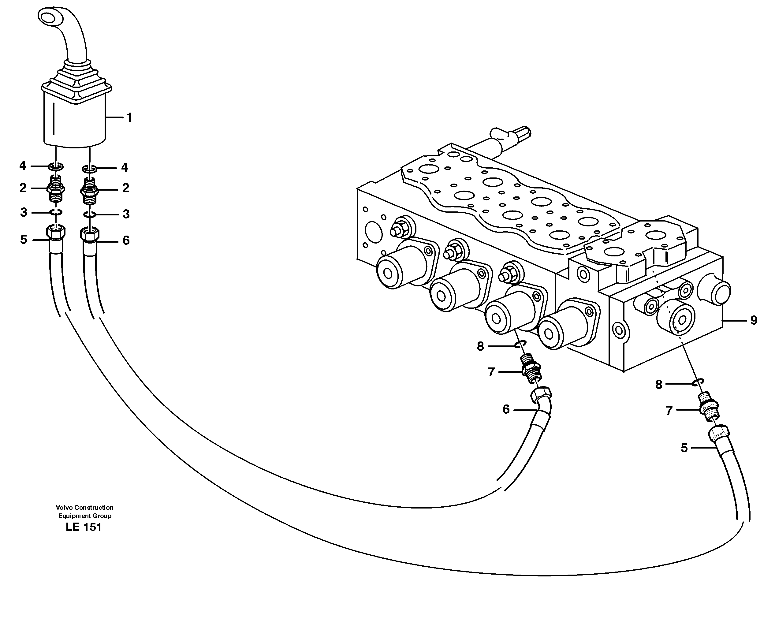 Схема запчастей Volvo EC160 - 8816 Servo hydraulics, bucket EC160 SER NO 1001-