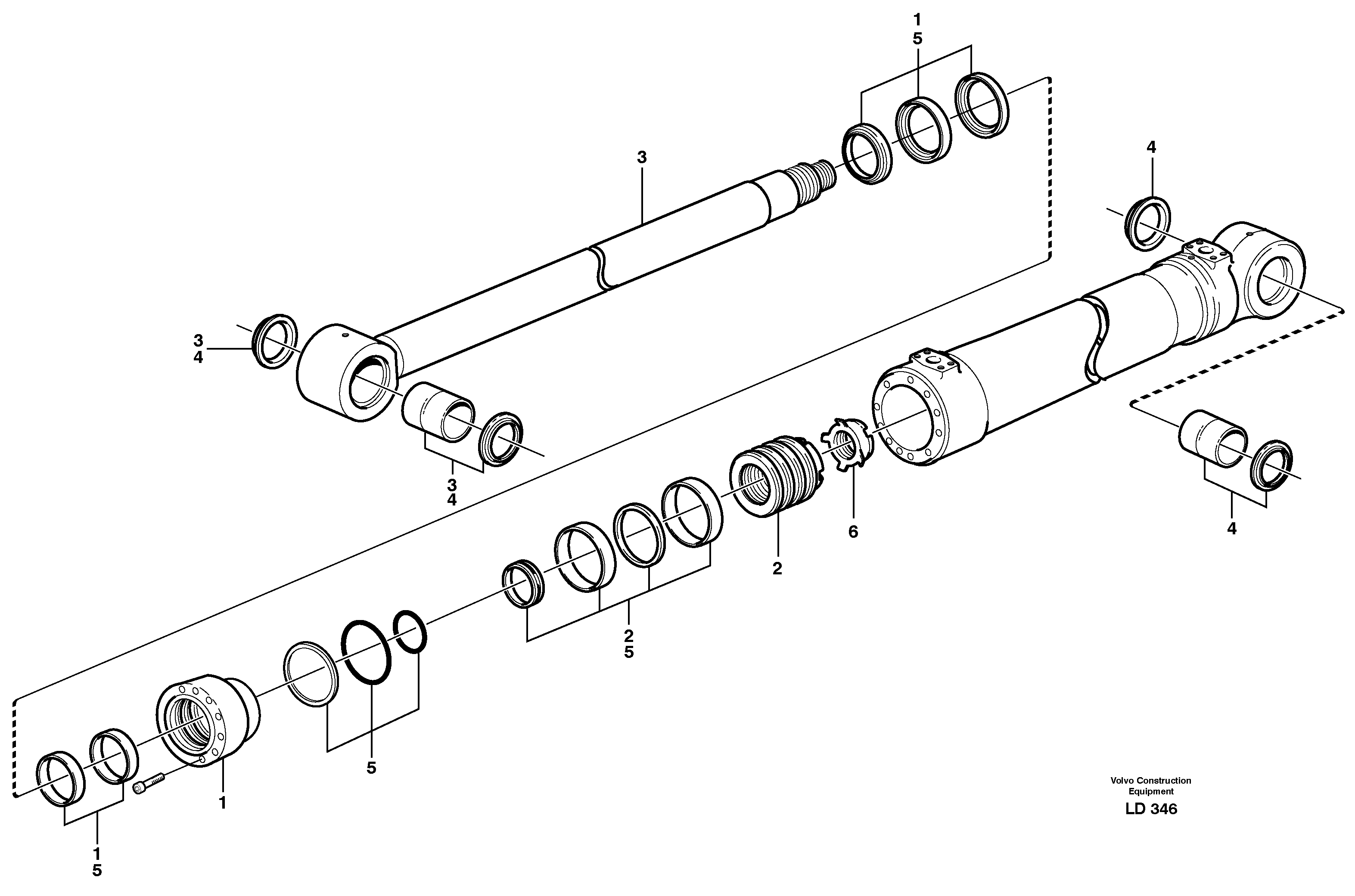 Схема запчастей Volvo EC160 - 49956 Knuckle cylinder EC160 SER NO 1001-