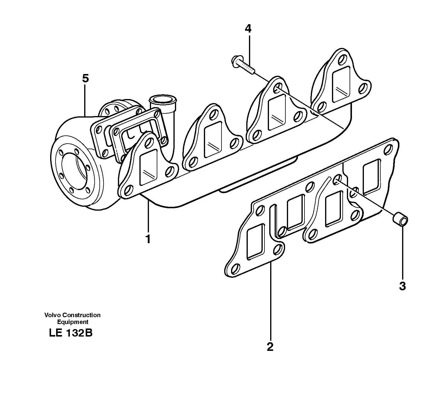 Схема запчастей Volvo EC160 - 35141 Exhaust manifold and installation components EC160 SER NO 1001-