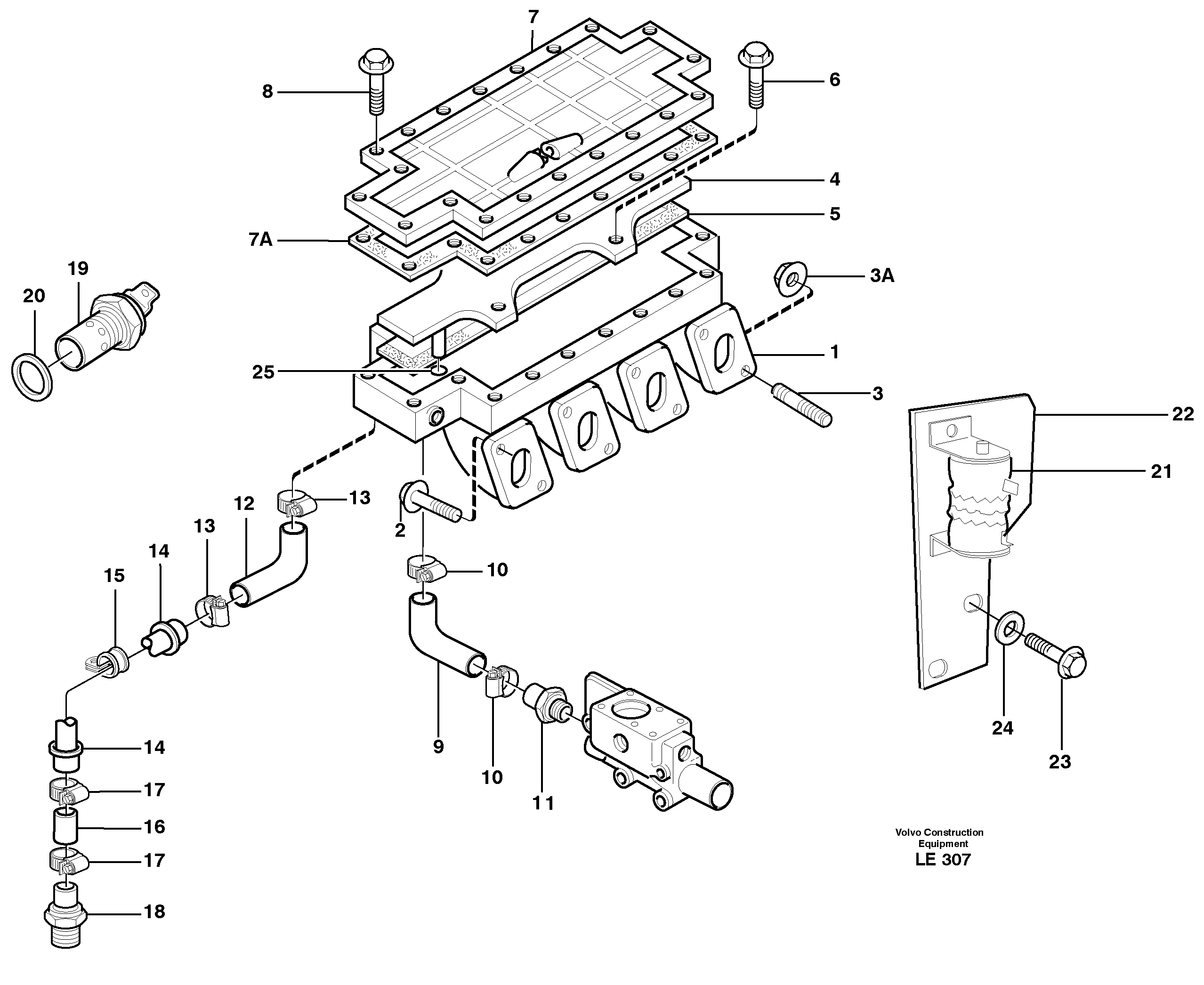 Схема запчастей Volvo EC160 - 84792 Induction manifold with fitting parts EC160 SER NO 1001-