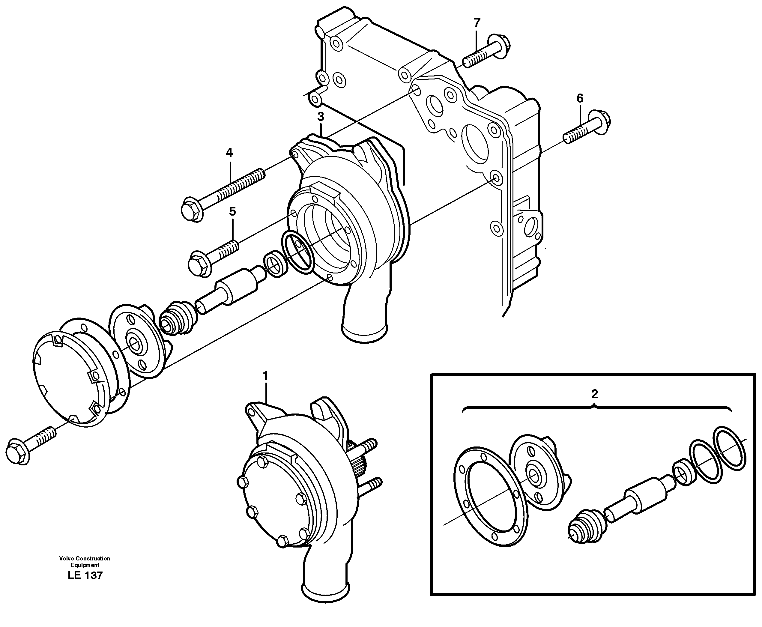 Схема запчастей Volvo EC160 - 35144 Водяной насос EC160 SER NO 1001-