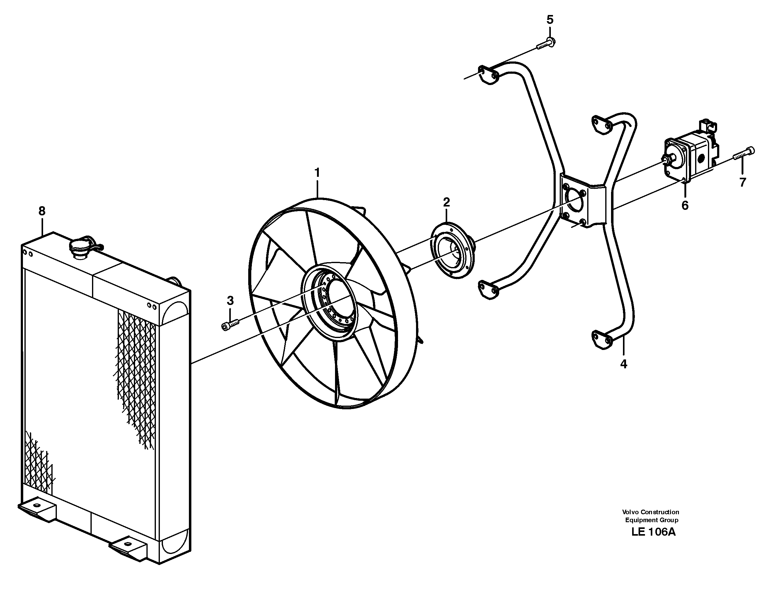 Схема запчастей Volvo EC160 - 20784 Fan and installation components EC160 SER NO 1001-