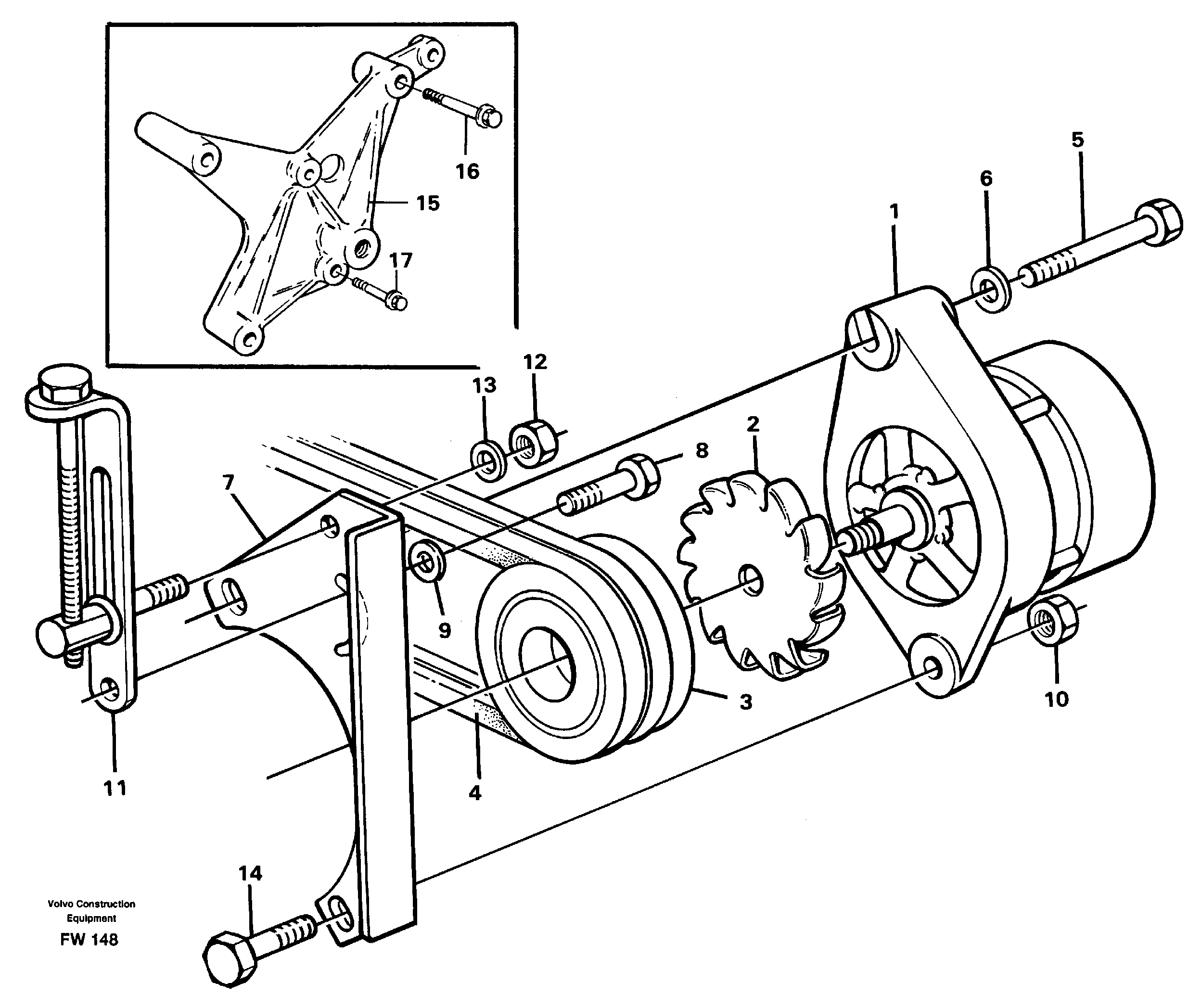 Схема запчастей Volvo EC280 - 77699 Alternator with assembling details EC280 SER NO 1001-