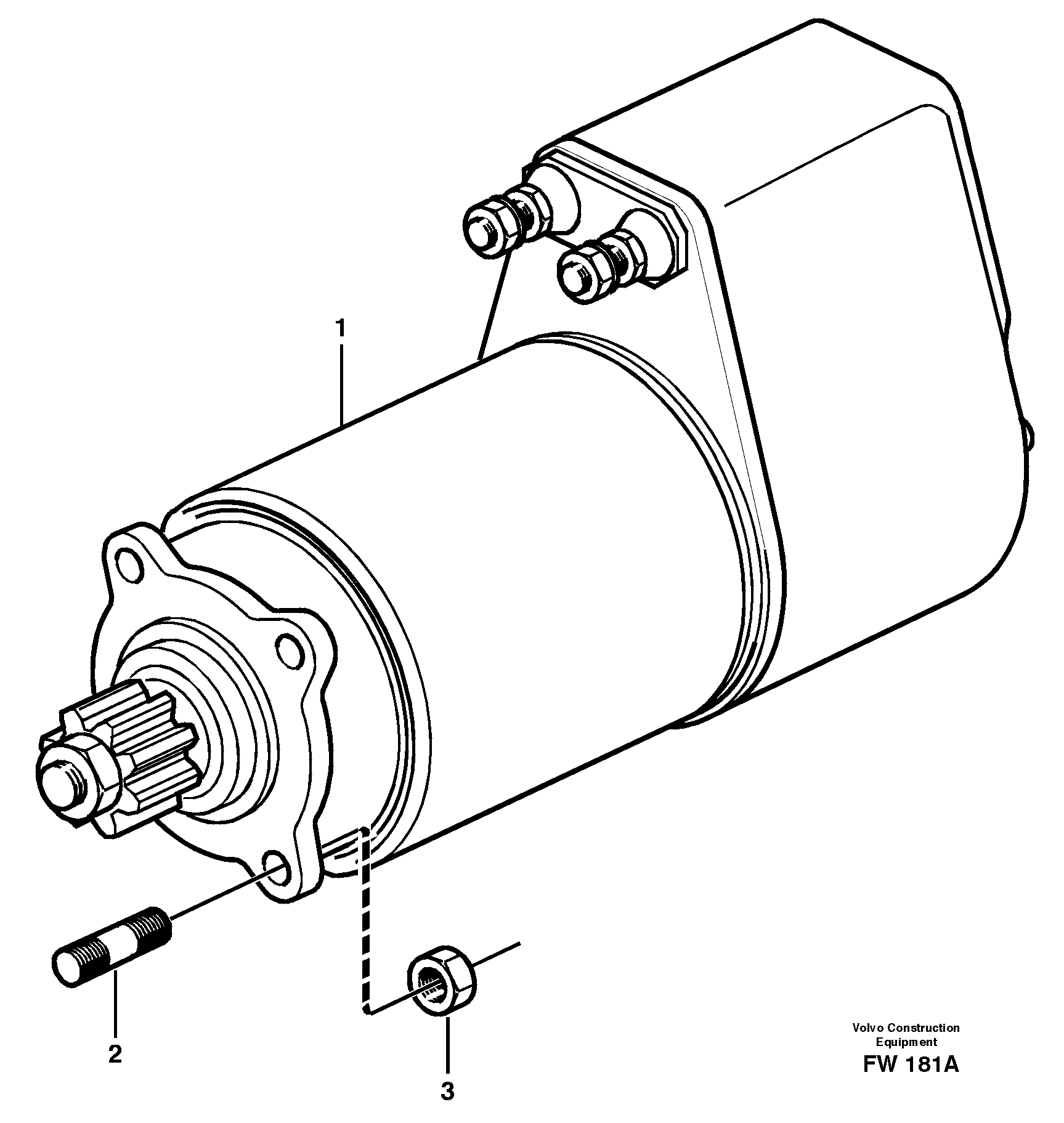 Схема запчастей Volvo EC280 - 23498 Starter motor, mounting EC280 SER NO 1001-