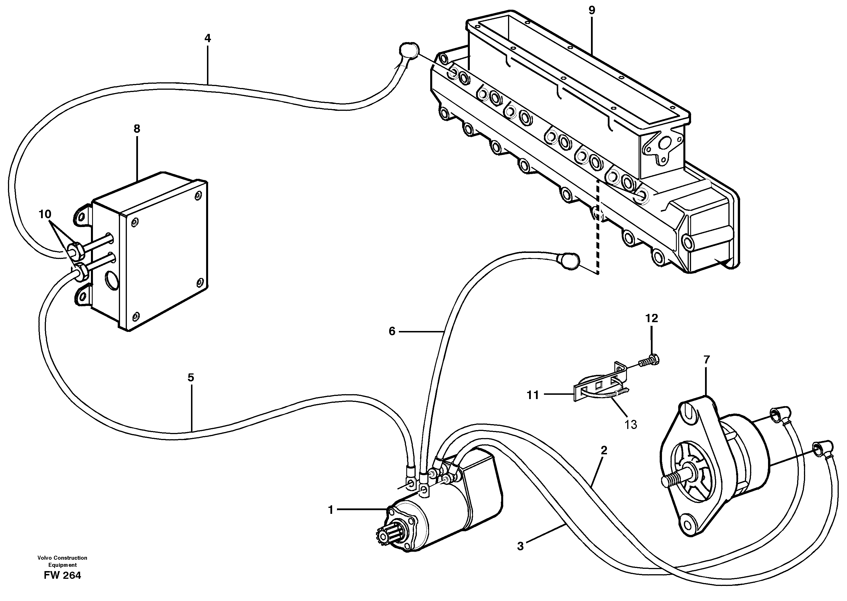 Схема запчастей Volvo EC280 - 41776 Cables, cold starter EC280 SER NO 1001-