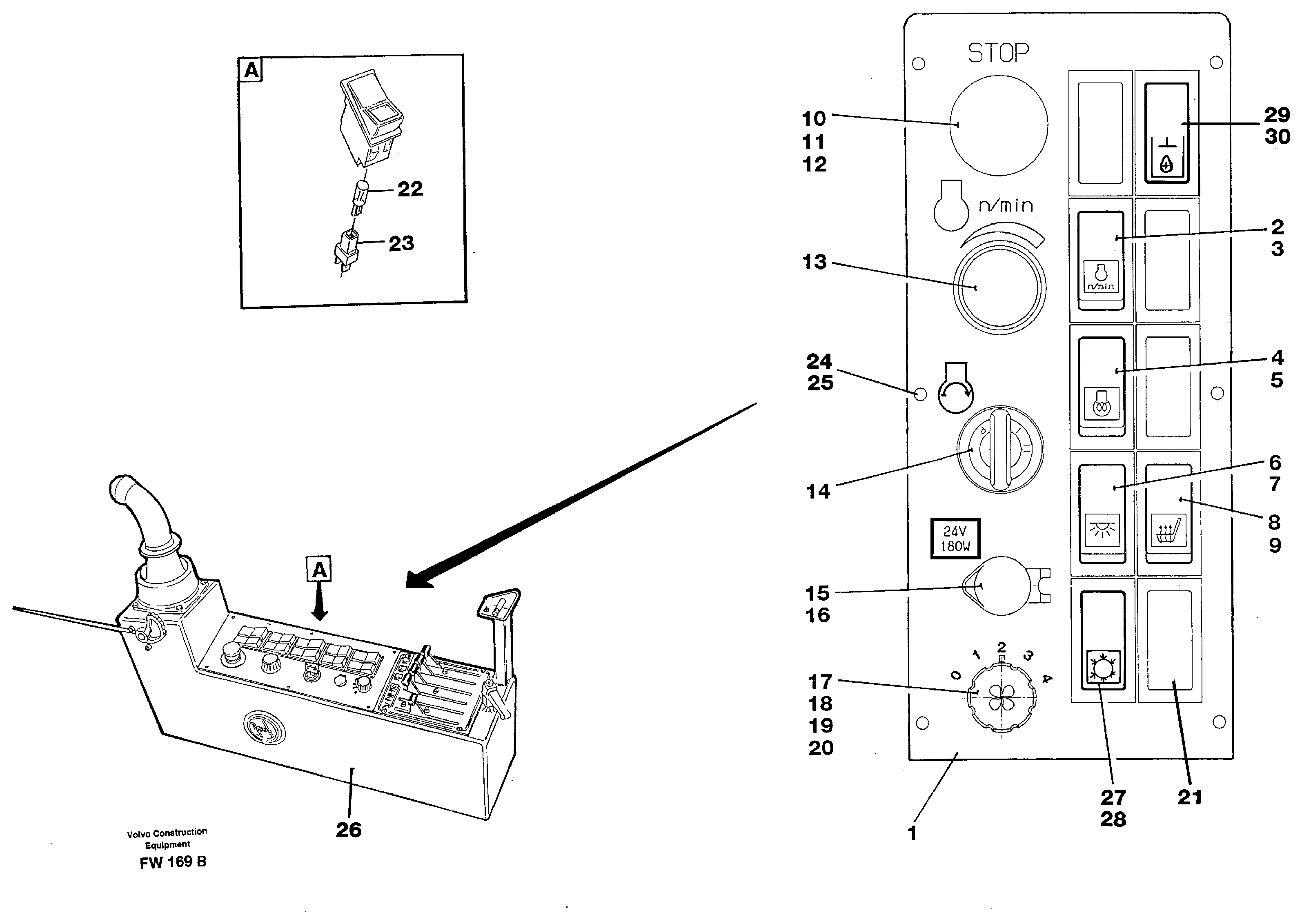 Схема запчастей Volvo EC280 - 104824 Engine control panel, Lh EC280 SER NO 1001-