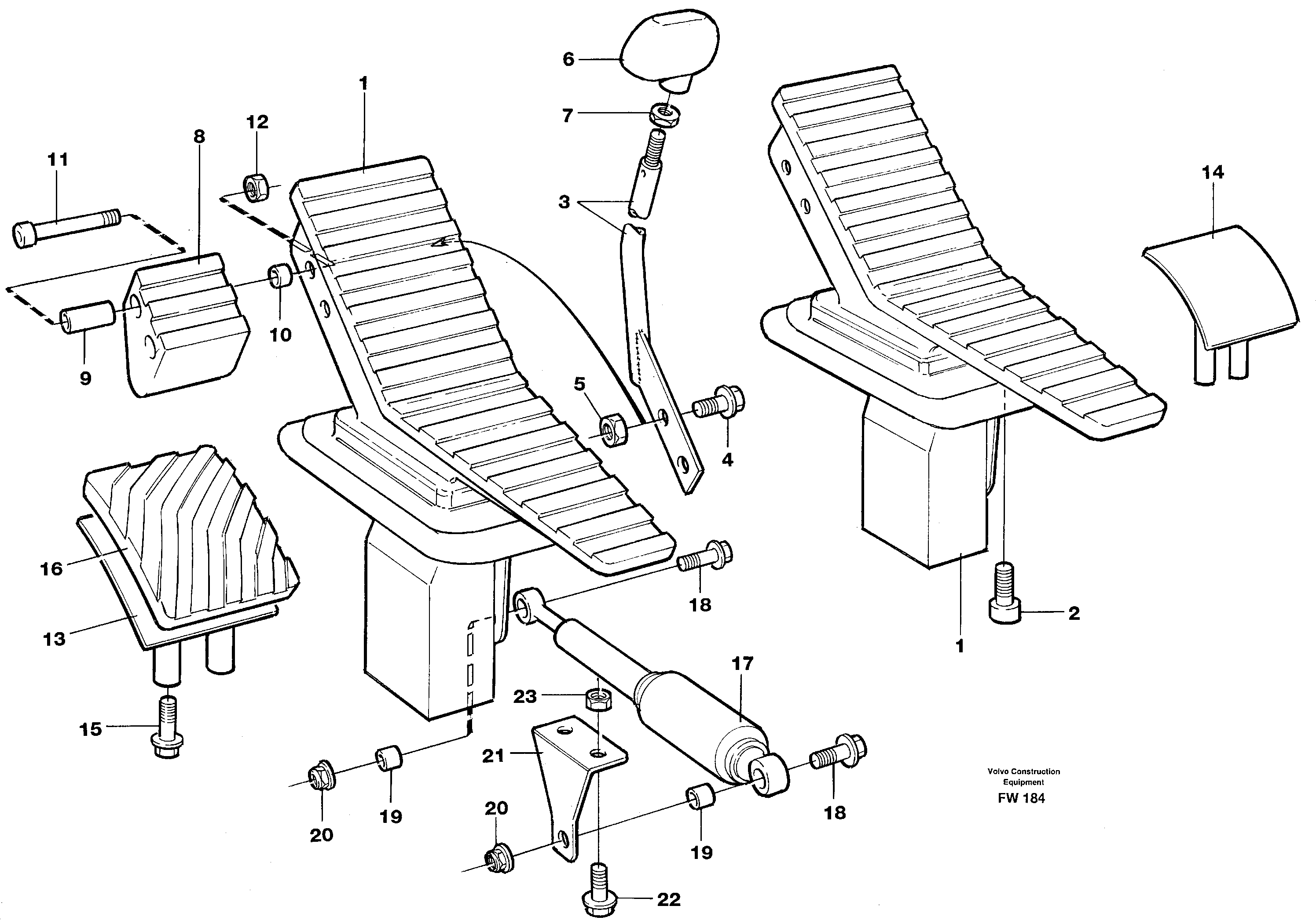 Схема запчастей Volvo EC280 - 83380 Pedal valve and foot rest EC280 SER NO 1001-