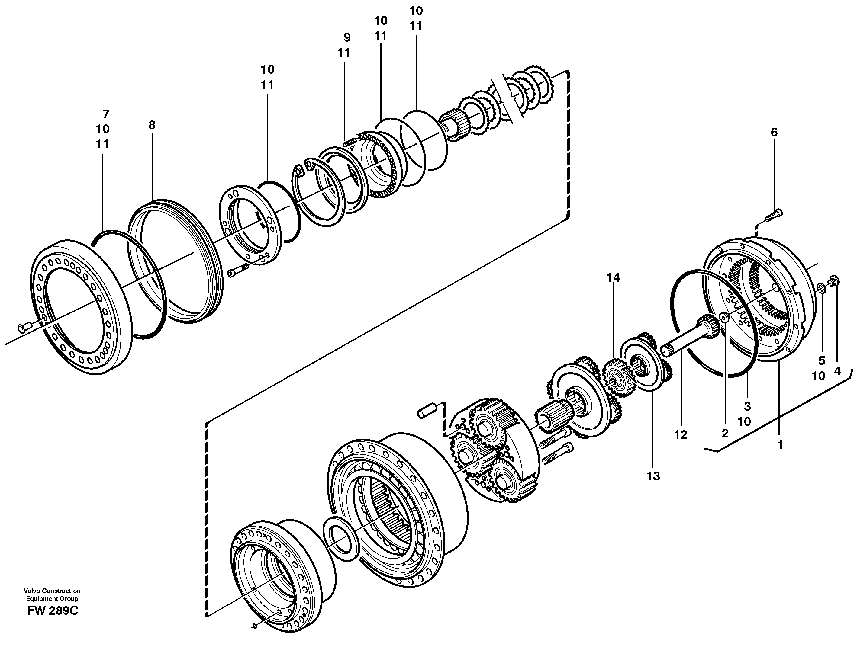 Схема запчастей Volvo EC280 - 104826 Planetary gear, travel EC280 SER NO 1001-