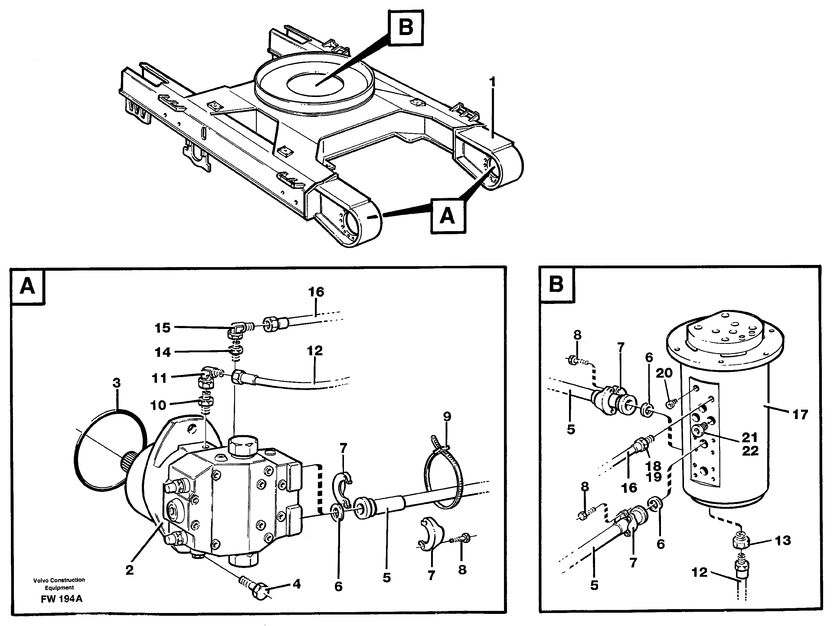 Схема запчастей Volvo EC280 - 16867 Hydraulic system, transport in undercarrige EC280 SER NO 1001-