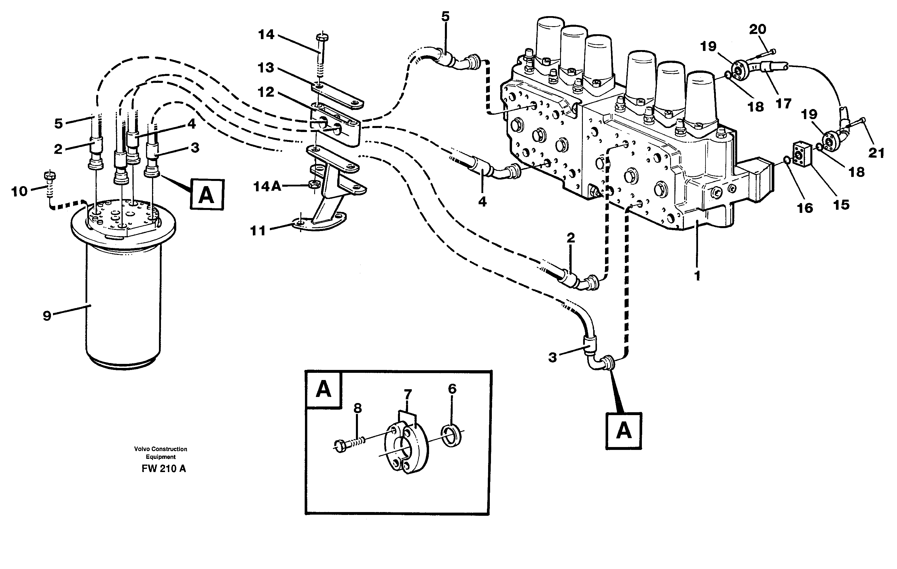 Схема запчастей Volvo EC280 - 89525 Hydraulic system, transport in uppercarrige EC280 SER NO 1001-