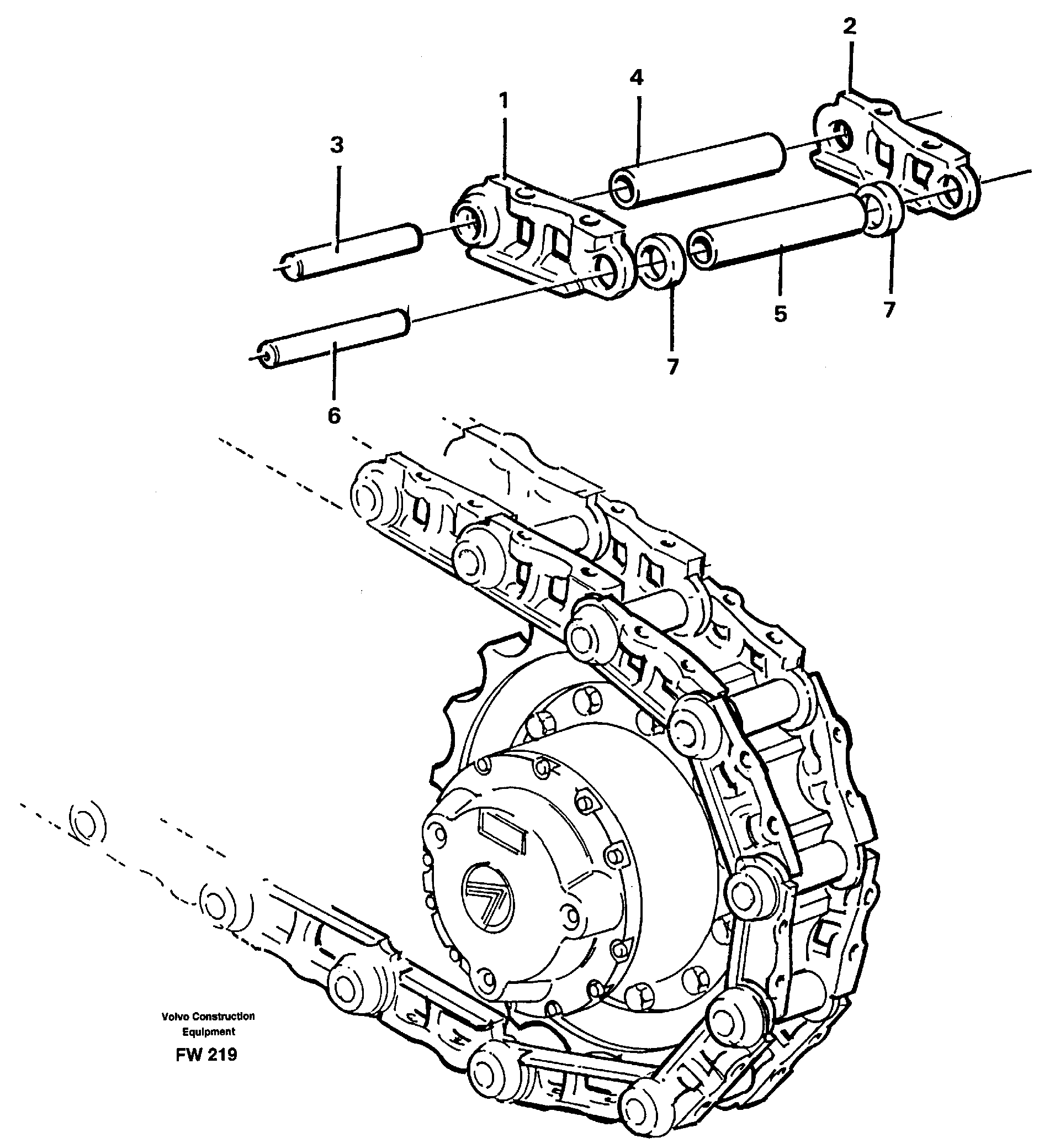 Схема запчастей Volvo EC280 - 21187 Гусеничная цепь EC280 SER NO 1001-