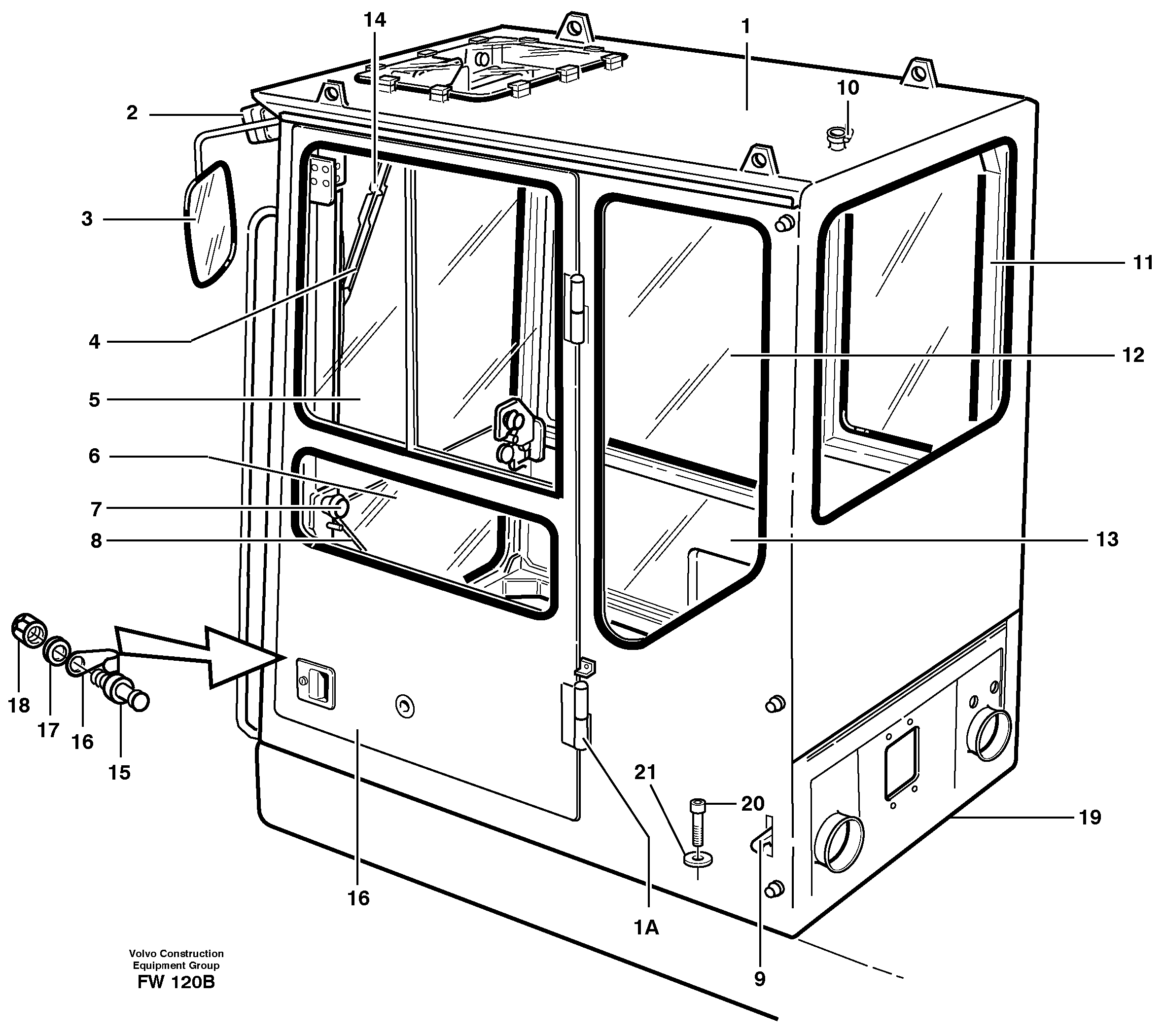 Схема запчастей Volvo EC280 - 19878 Operators cab EC280 SER NO 1001-