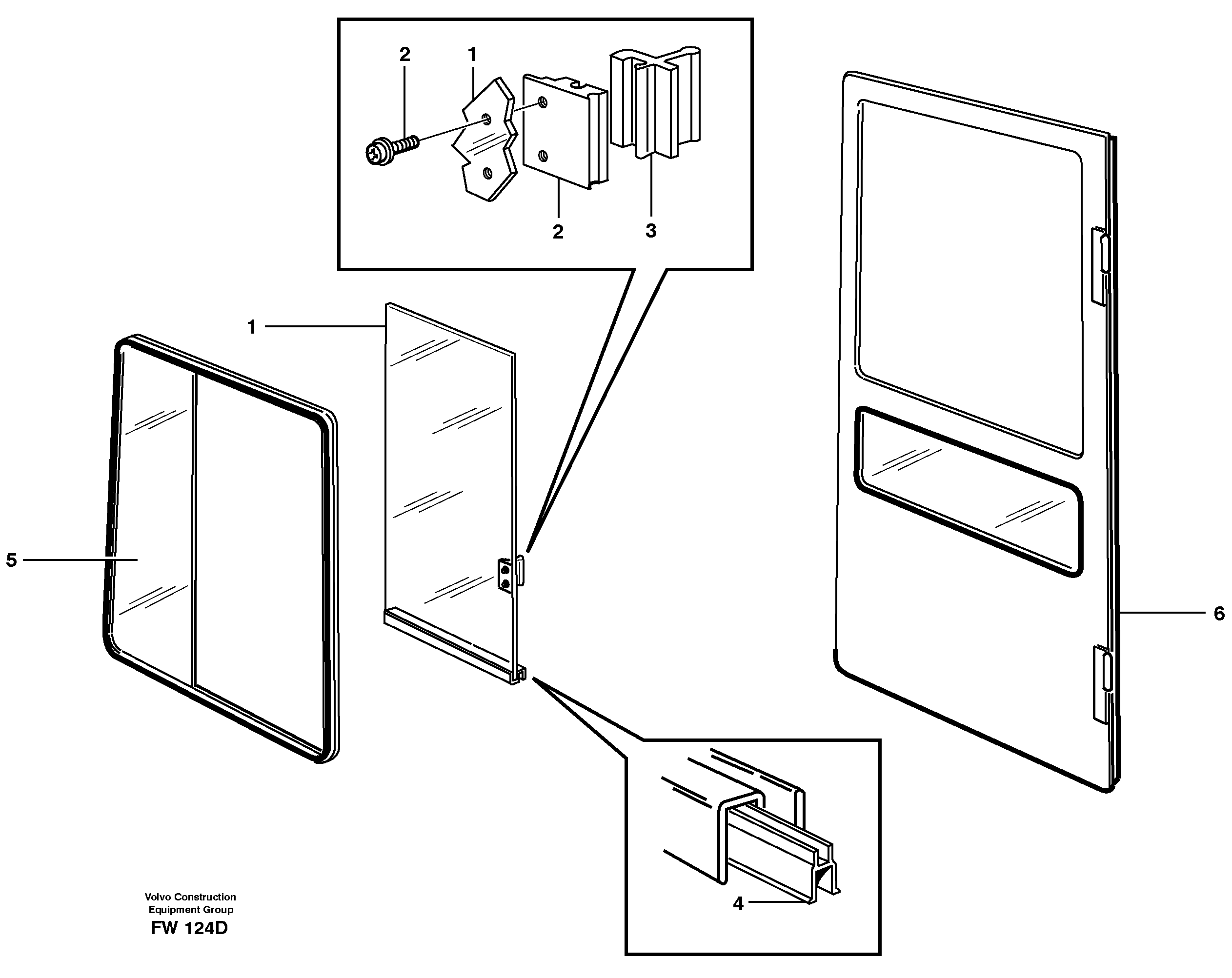 Схема запчастей Volvo EC280 - 21194 Sliding window EC280 SER NO 1001-