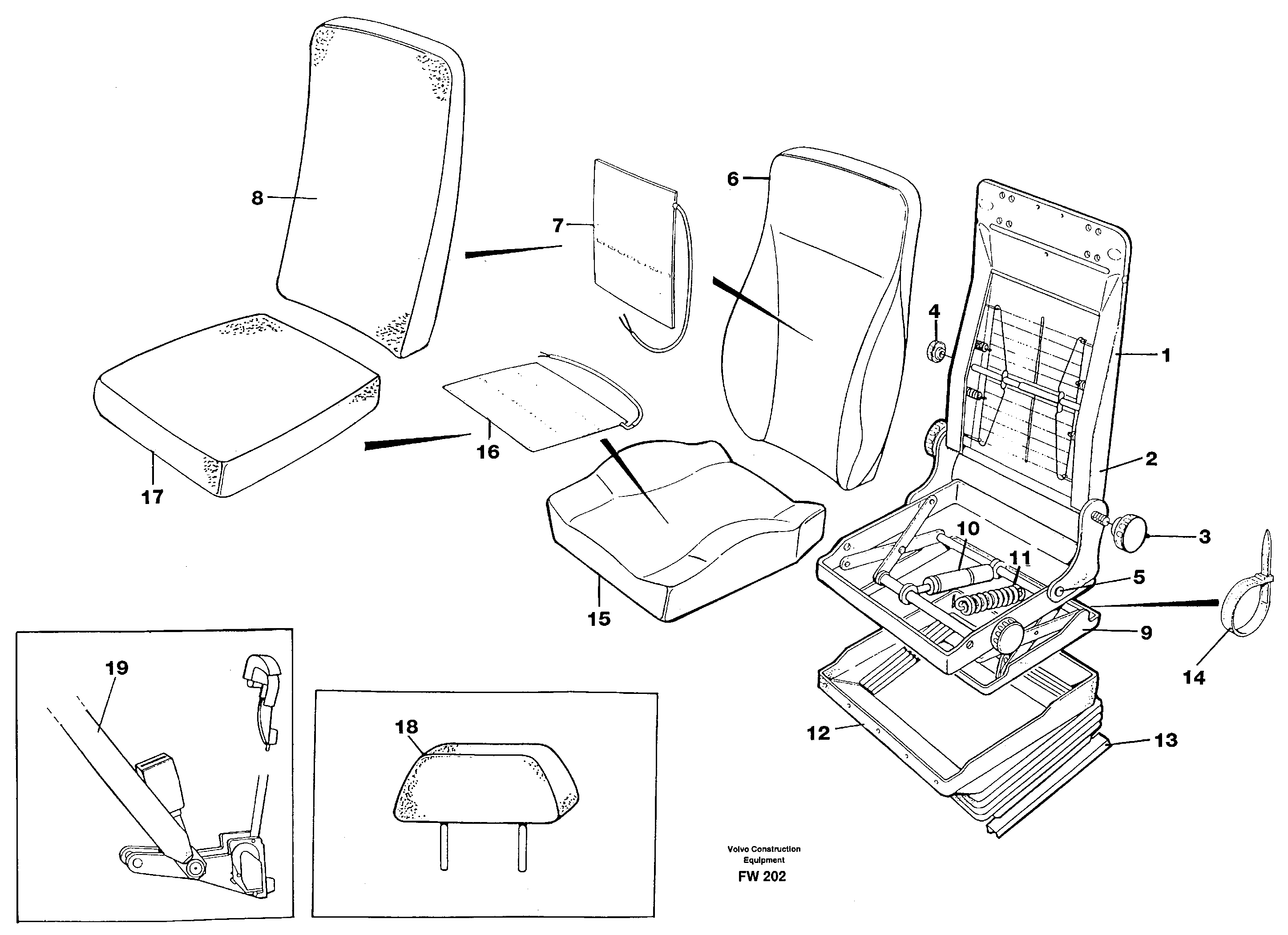 Схема запчастей Volvo EC280 - 31841 Operator seat. Be-ge EC280 SER NO 1001-