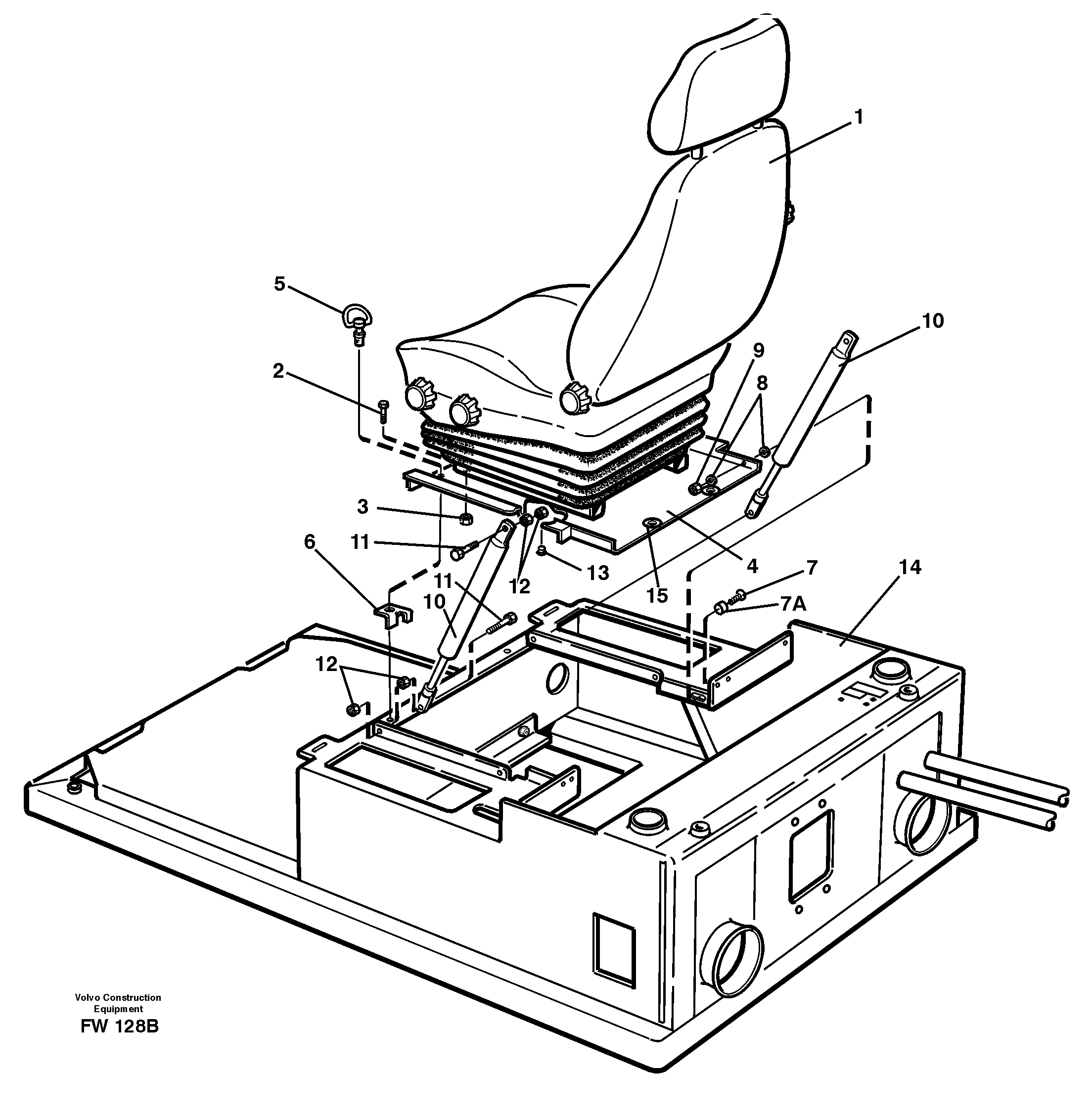 Схема запчастей Volvo EC280 - 87870 Operator seat with fitting parts EC280 SER NO 1001-