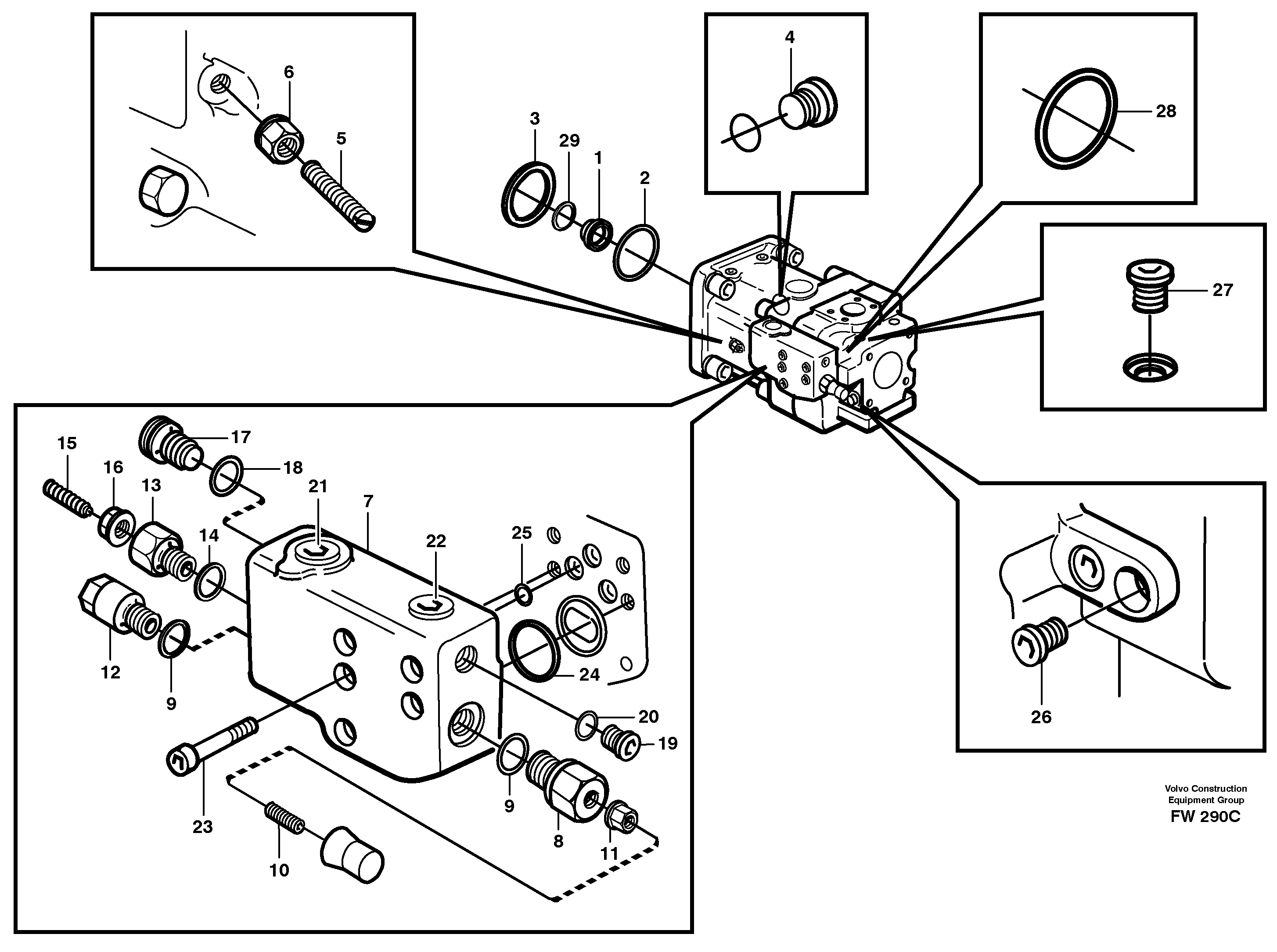 Схема запчастей Volvo EC280 - 7356 Гидронасос (основной насос) EC280 SER NO 1001-