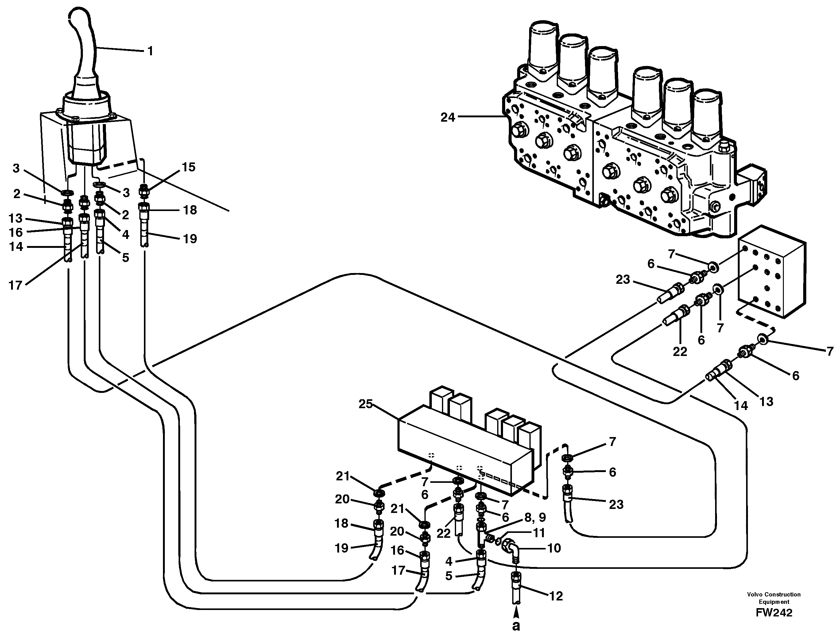 Схема запчастей Volvo EC280 - 12078 Servo hydraulics, boom EC280 SER NO 1001-