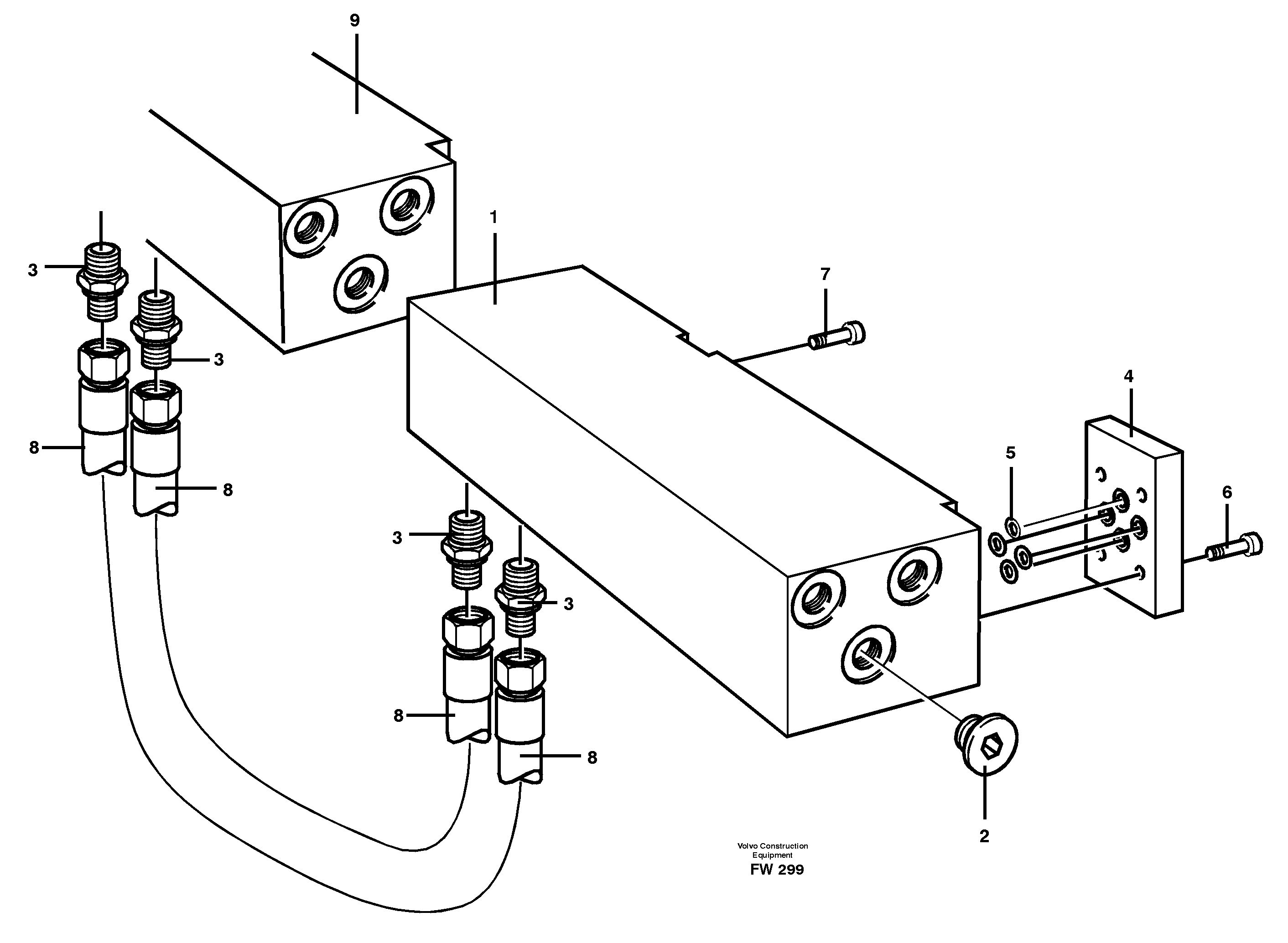 Схема запчастей Volvo EC280 - 12090 Mounting plate solenoid valve EC280 SER NO 1001-